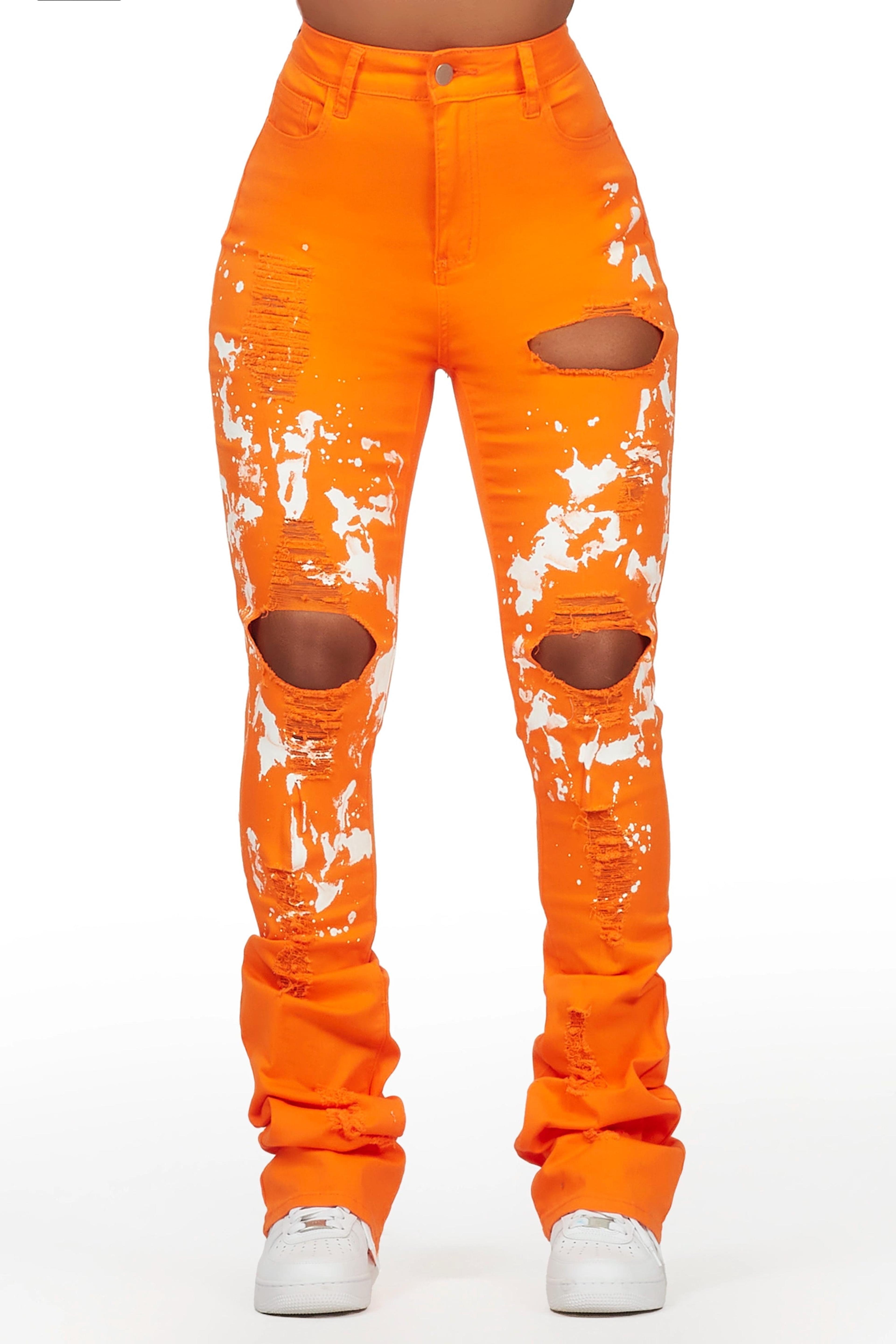 Naresh Orange Painted Super Stacked Jean