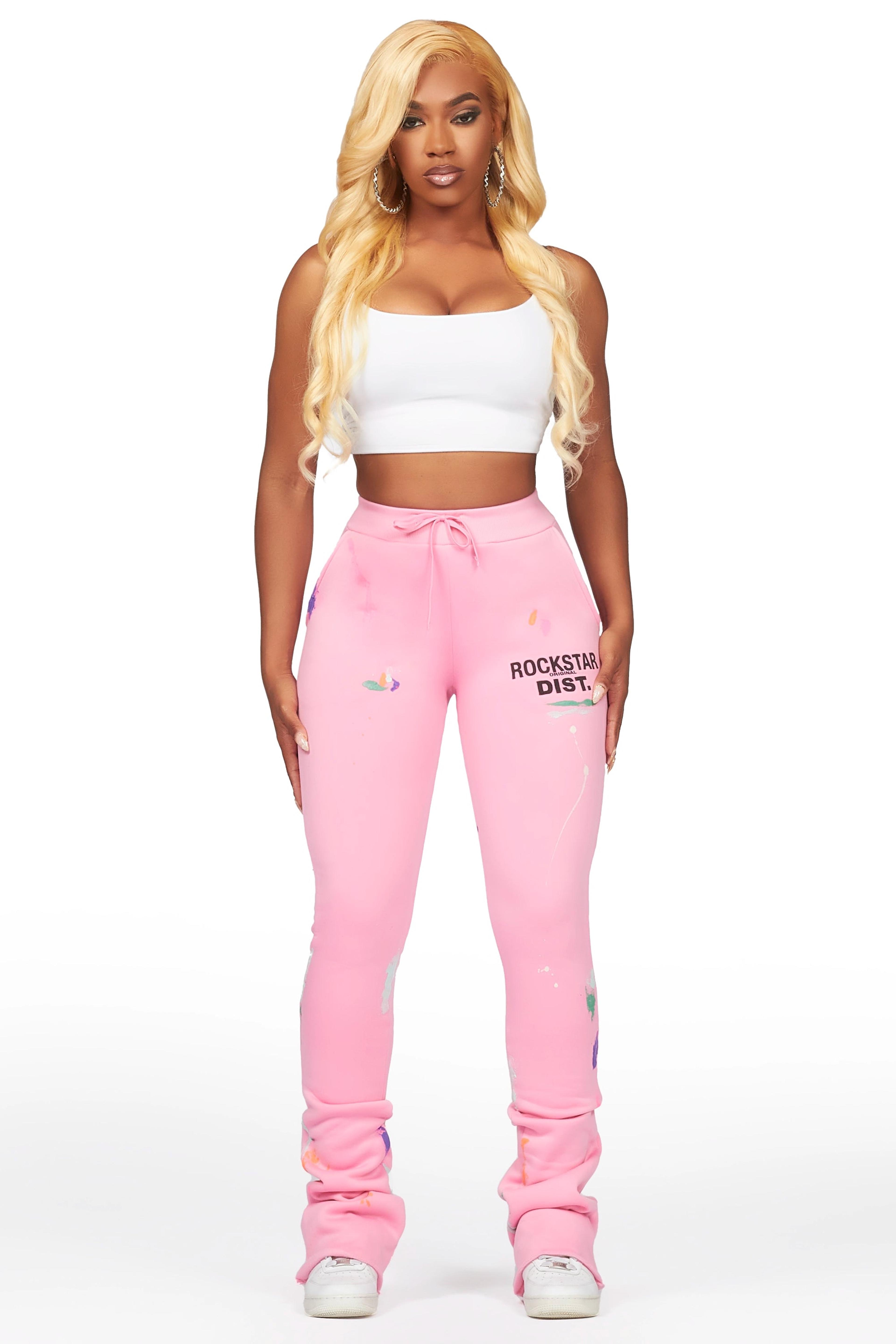 Alternate View 2 of Shanae Pink Super Stacked Track Pant