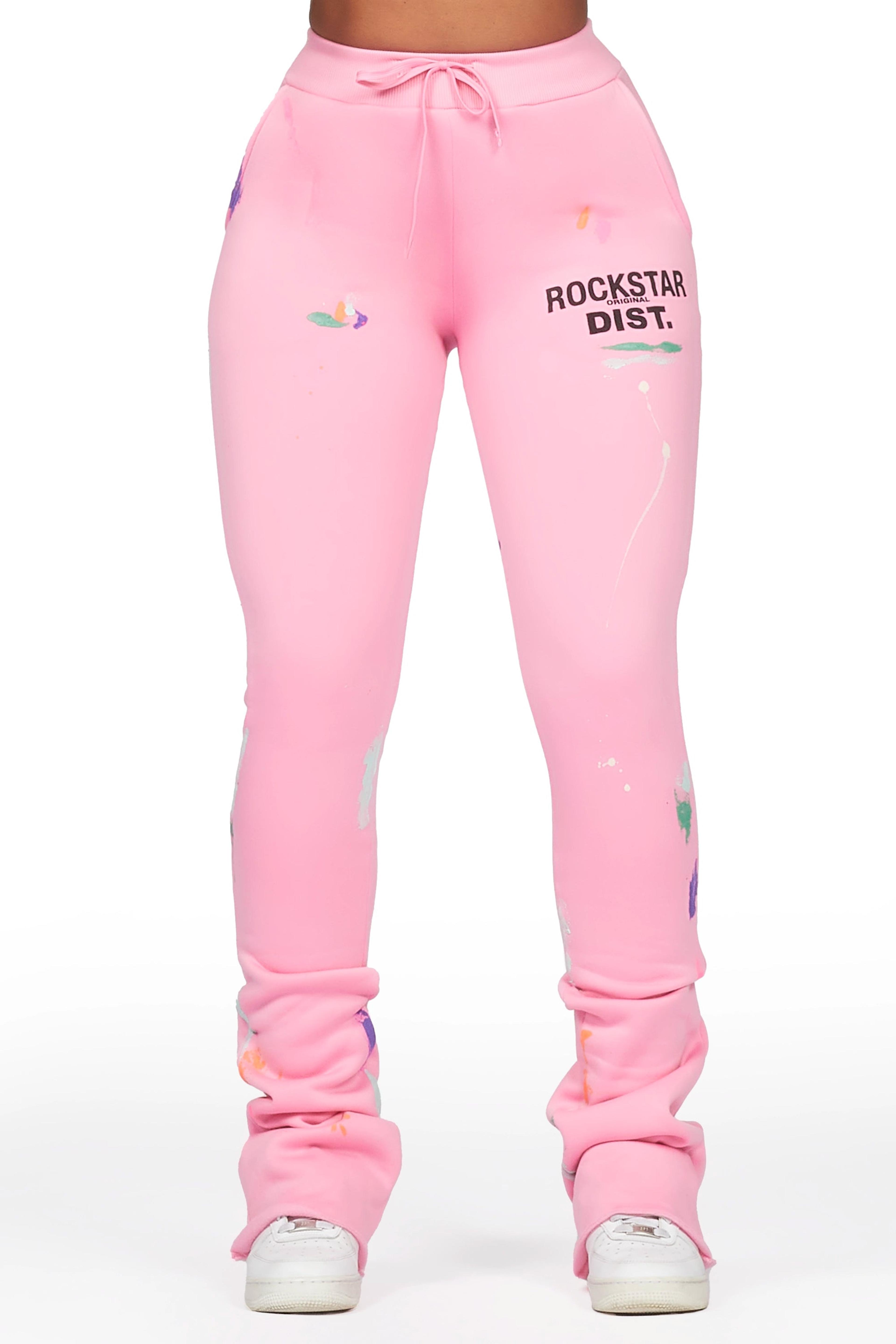 Shanae Pink Super Stacked Track Pant