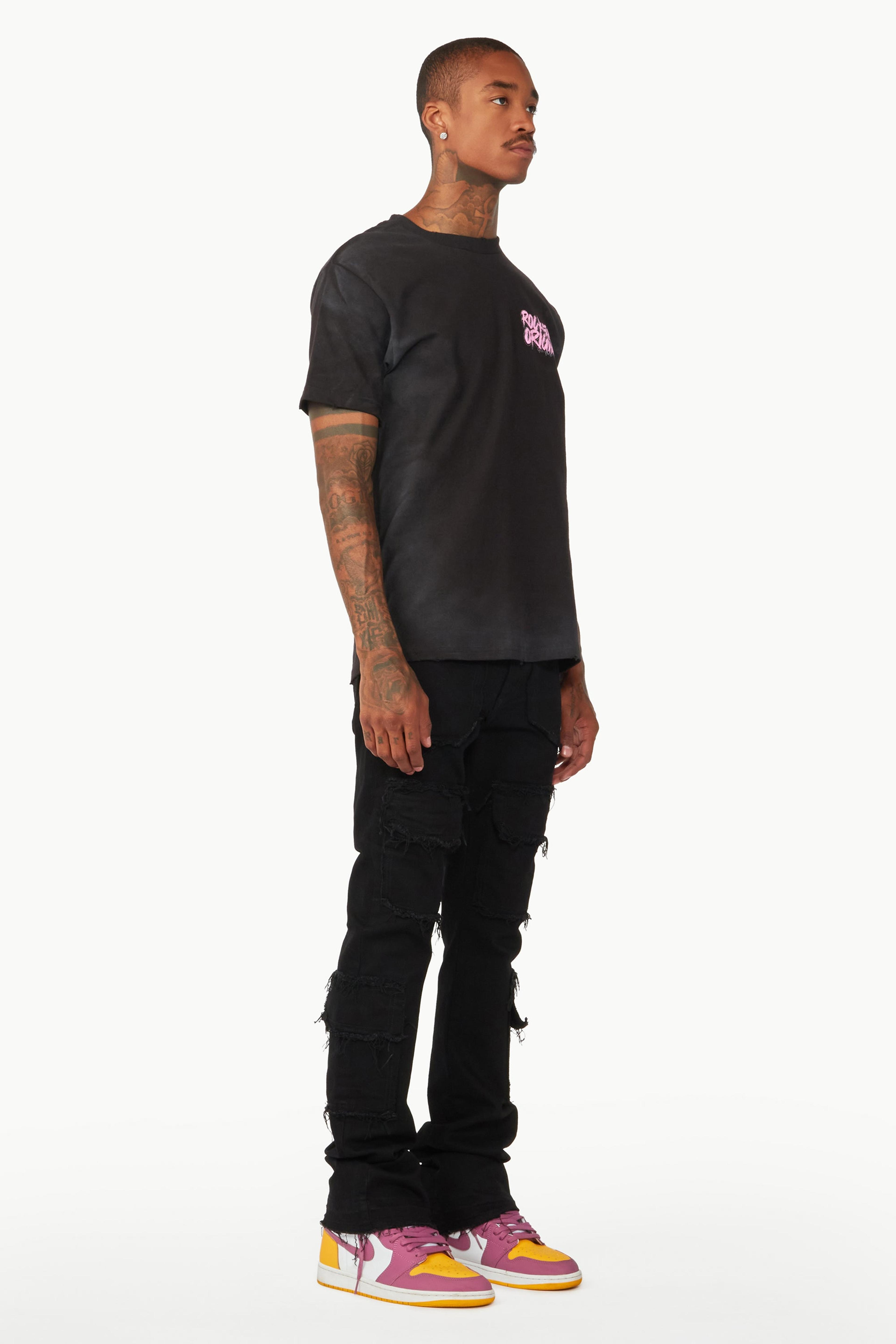 Alternate View 4 of Tyrell Black Stacked Flare Cargo Jean
