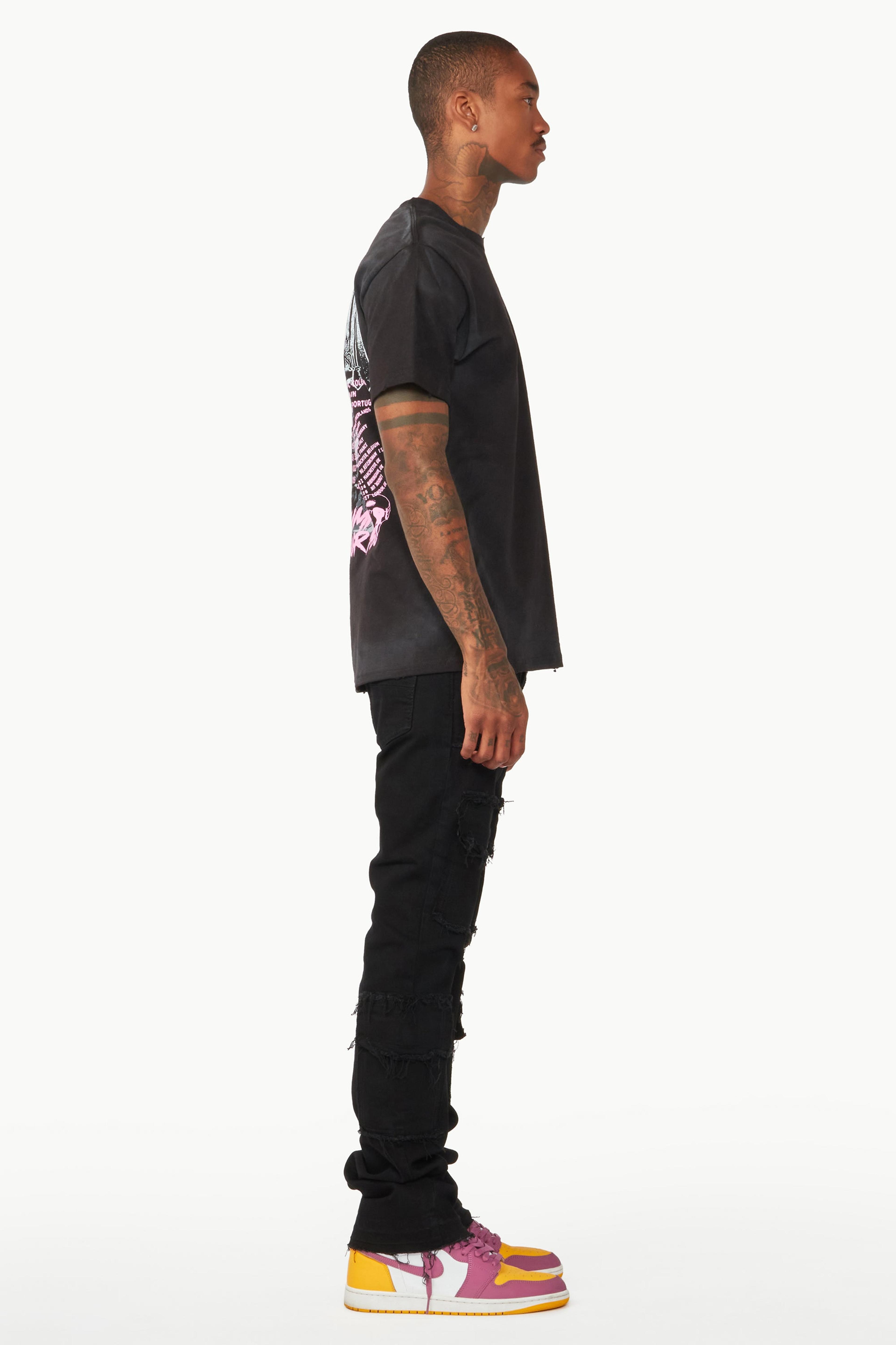 Alternate View 6 of Tyrell Black Stacked Flare Cargo Jean