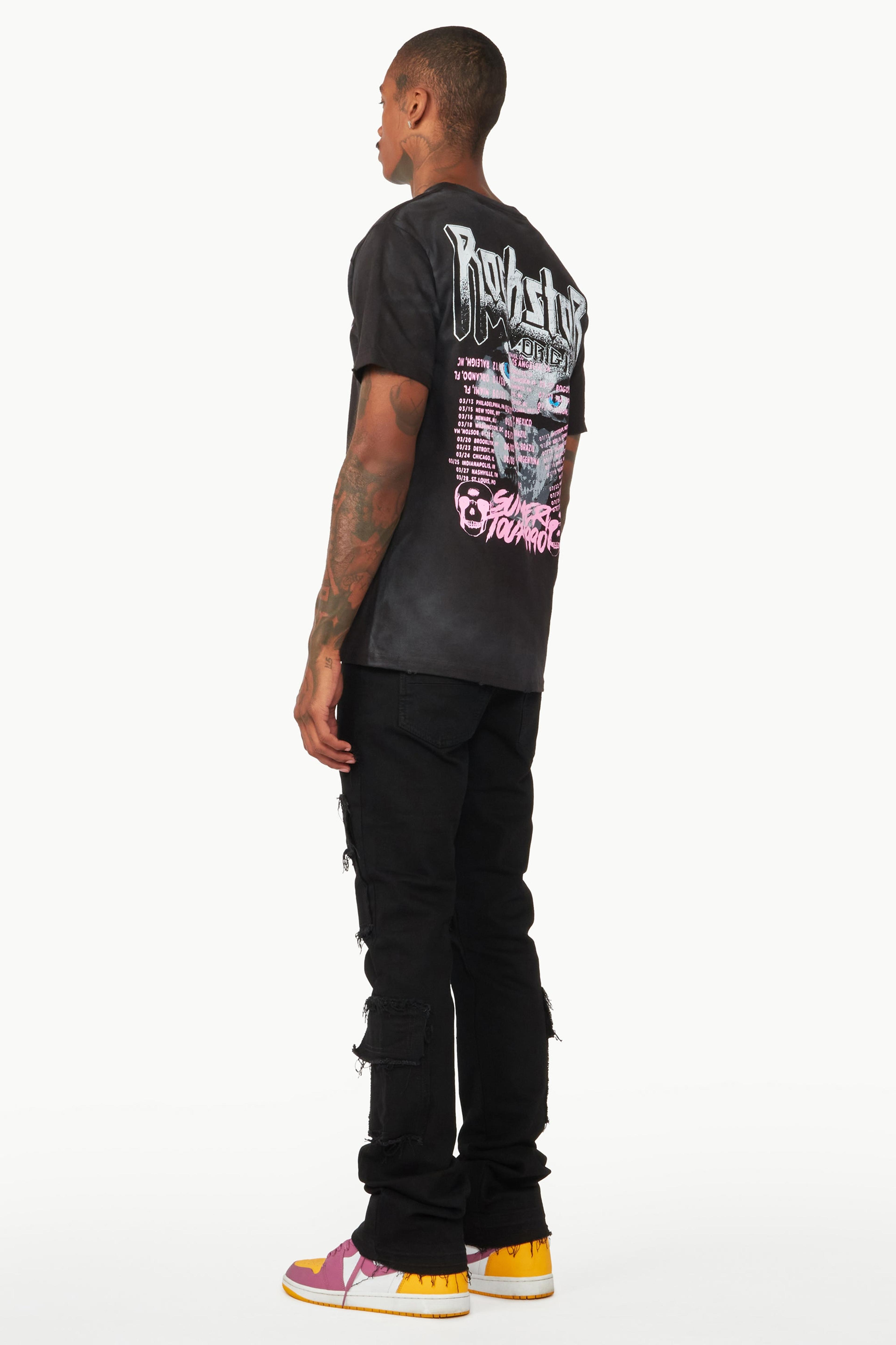 Alternate View 7 of Tyrell Black Stacked Flare Cargo Jean