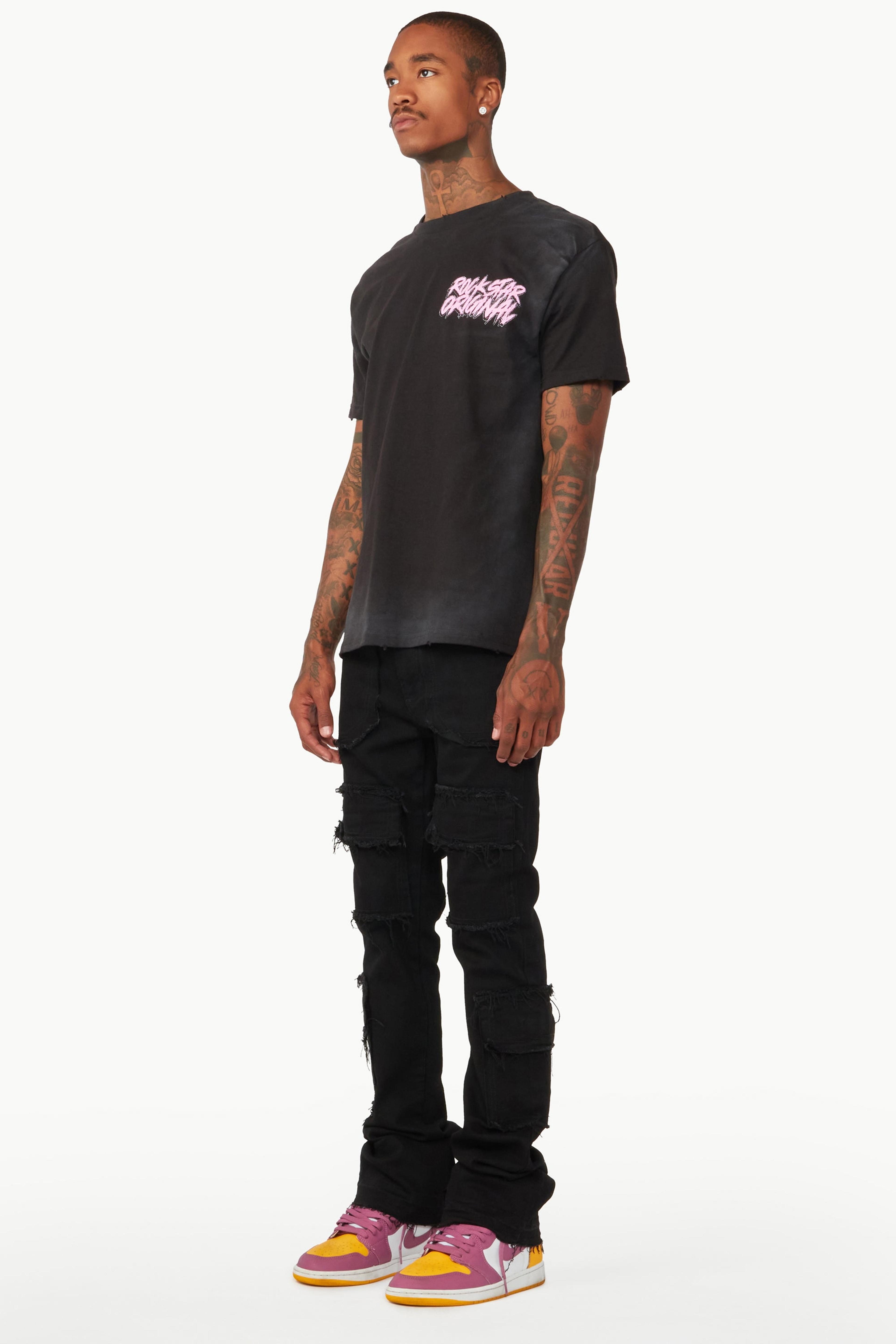Alternate View 2 of Tyrell Black Stacked Flare Cargo Jean