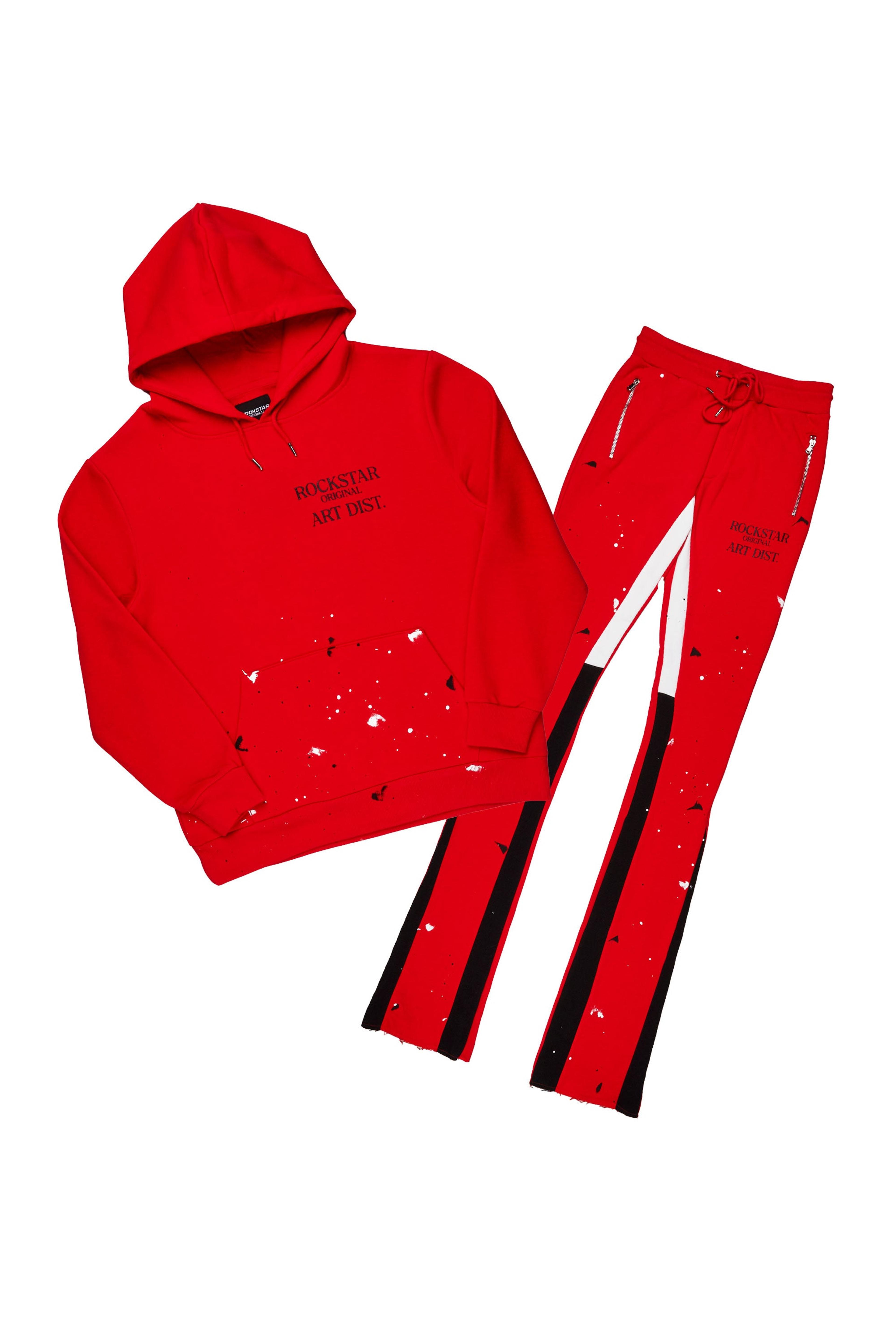 Jaco Red Hoodie/Super Stacked Flare Pant Track Set