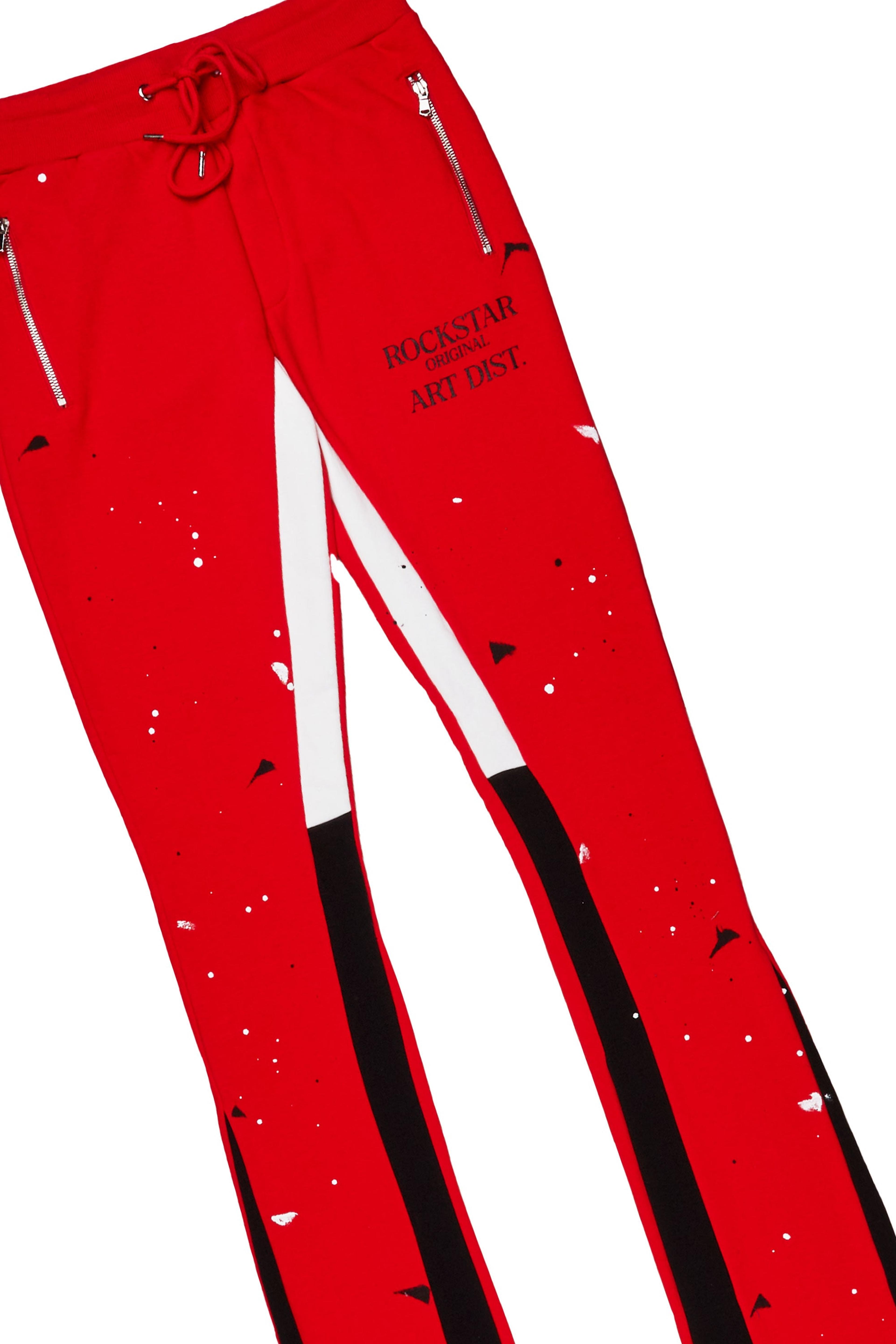 Alternate View 6 of Jaco Red Hoodie/Super Stacked Flare Pant Track Set