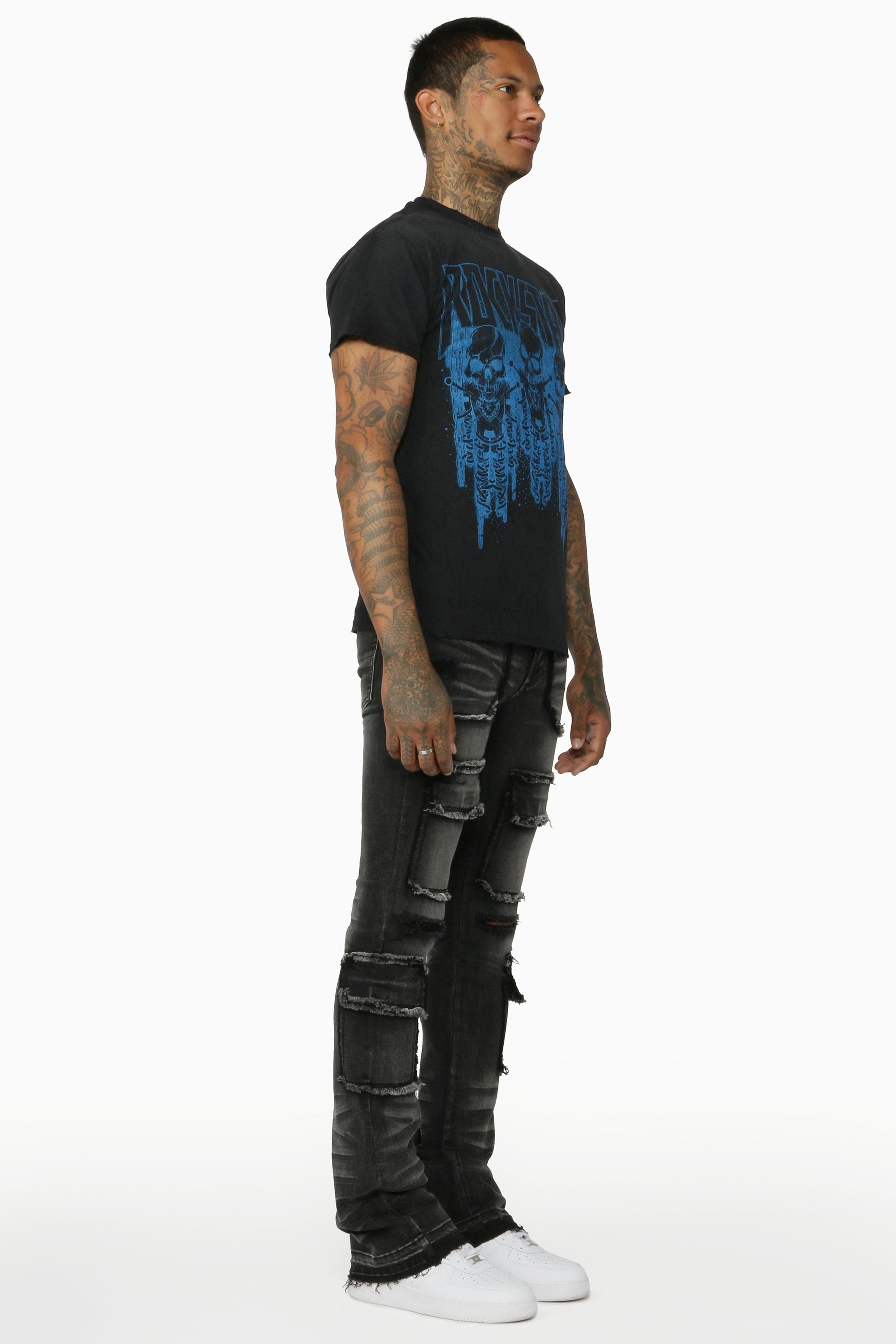 Alternate View 4 of Tyrell Grey Stacked Flare Cargo Jean