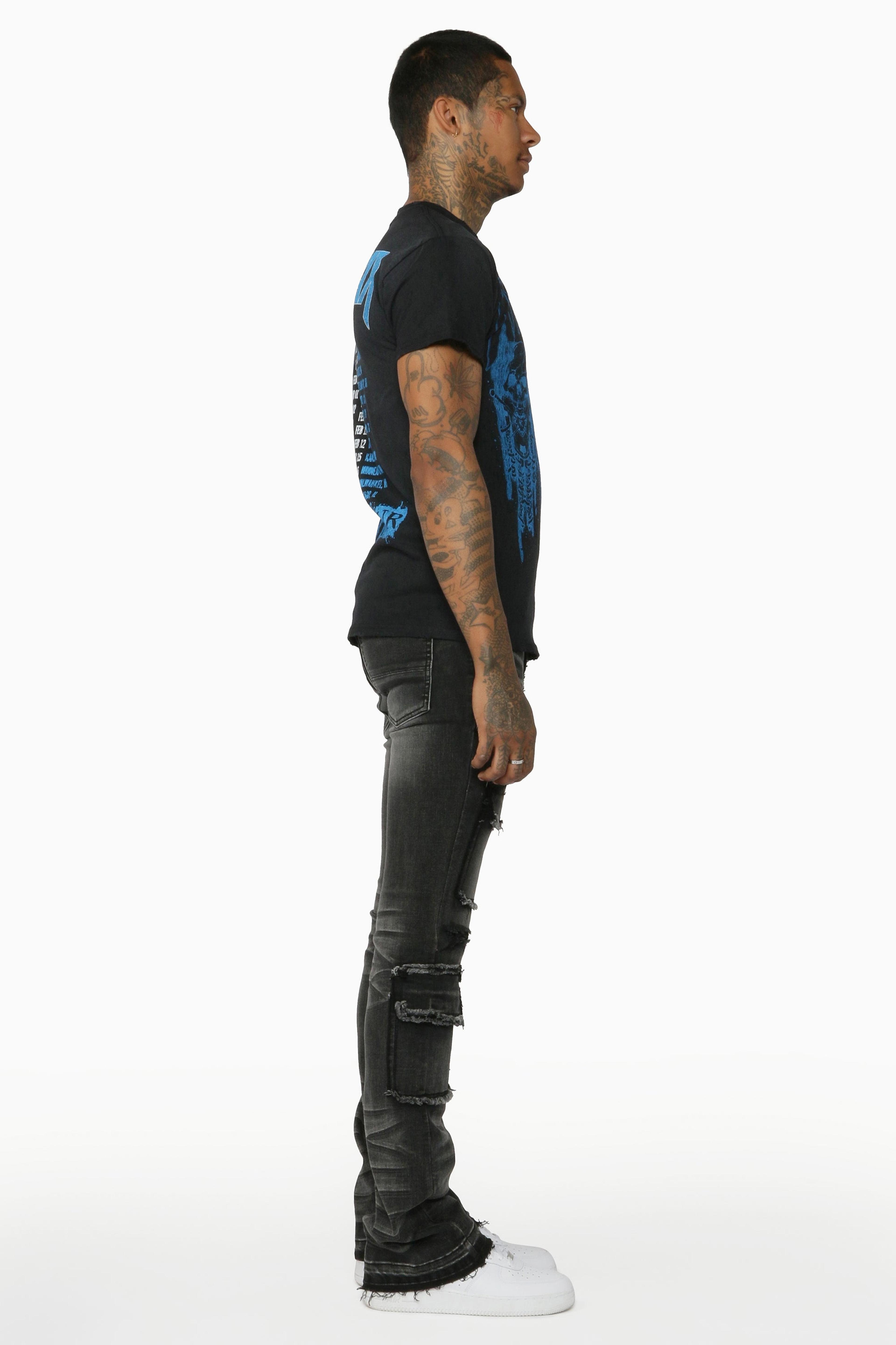 Alternate View 6 of Tyrell Grey Stacked Flare Cargo Jean