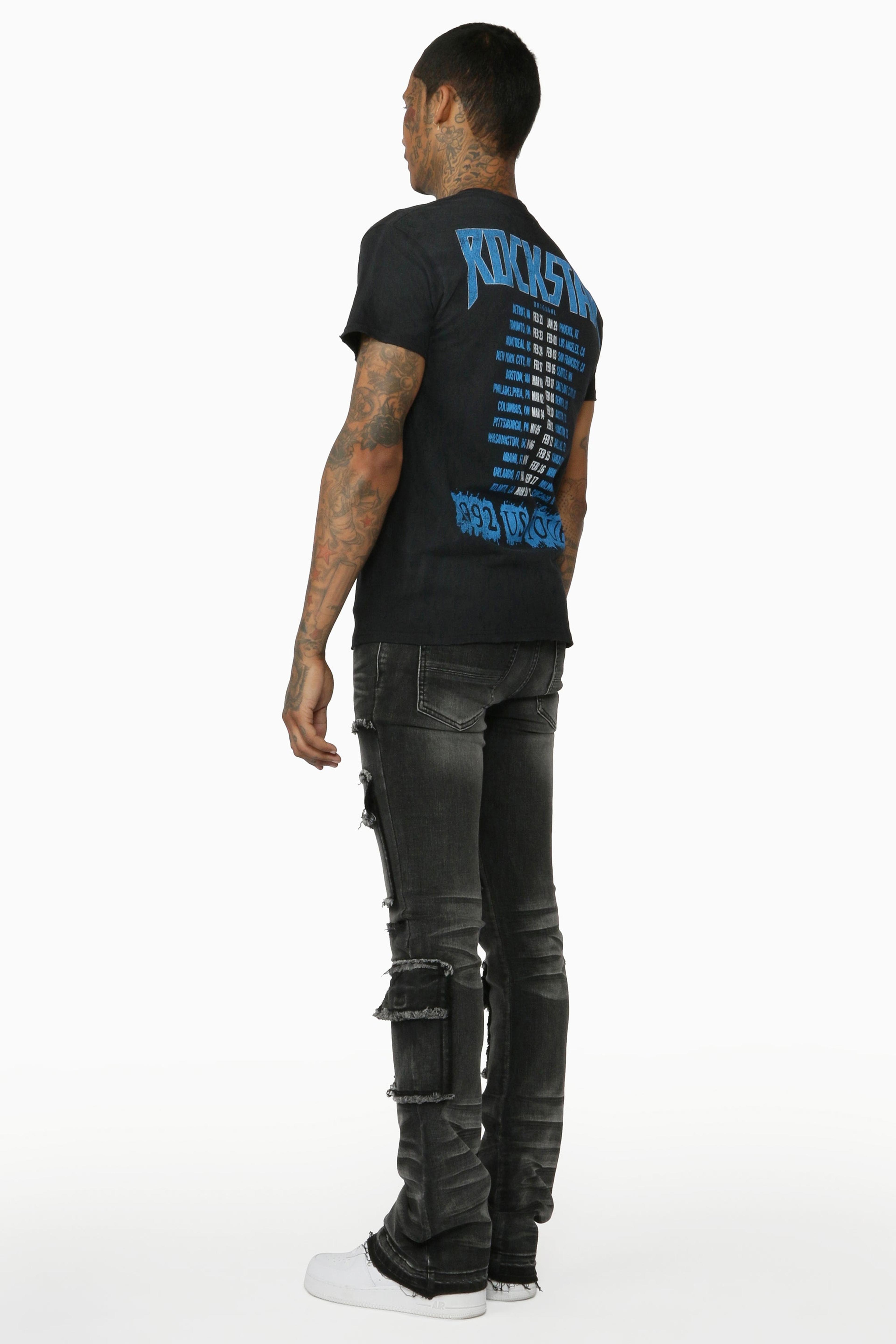 Alternate View 7 of Tyrell Grey Stacked Flare Cargo Jean