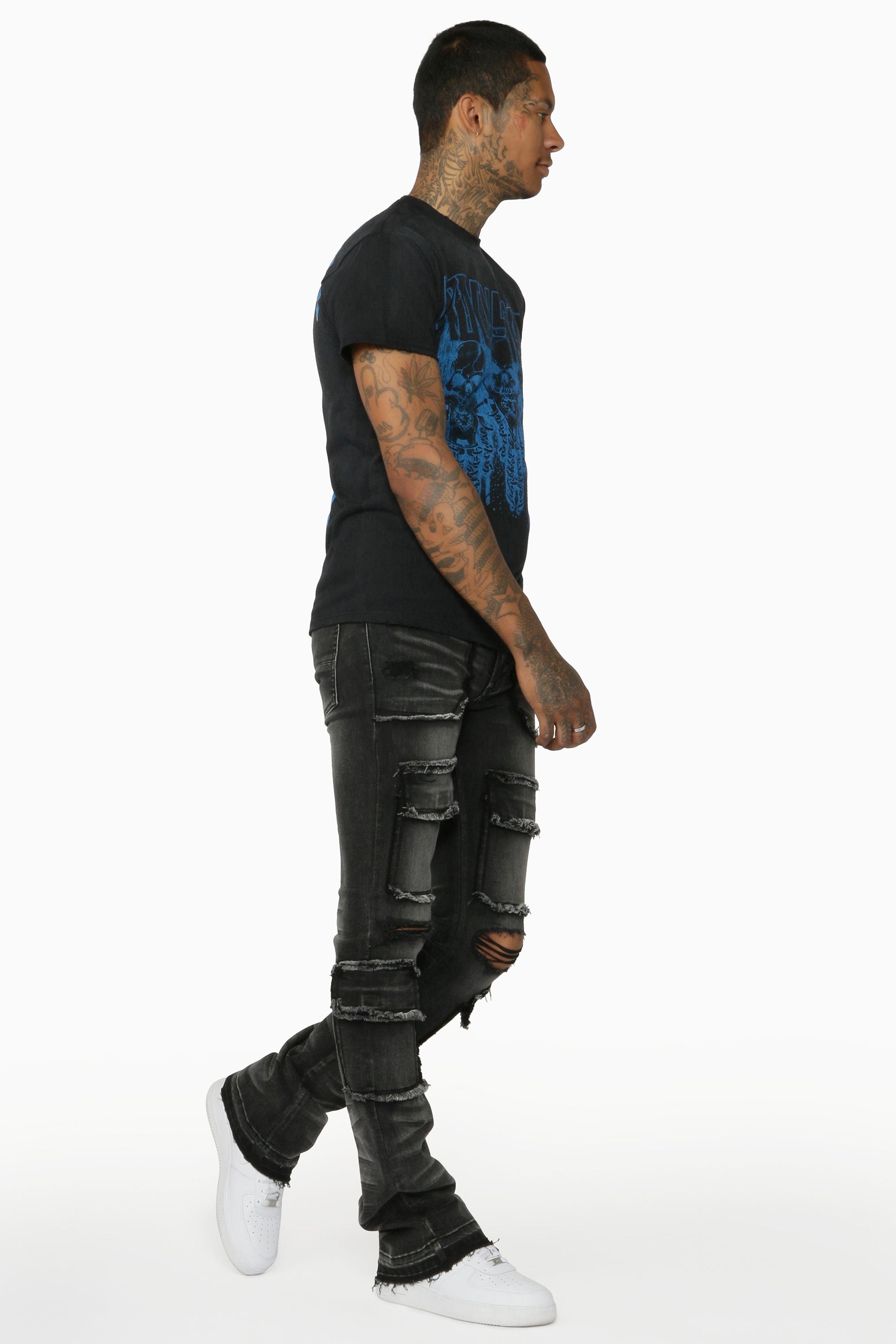 Alternate View 11 of Tyrell Grey Stacked Flare Cargo Jean