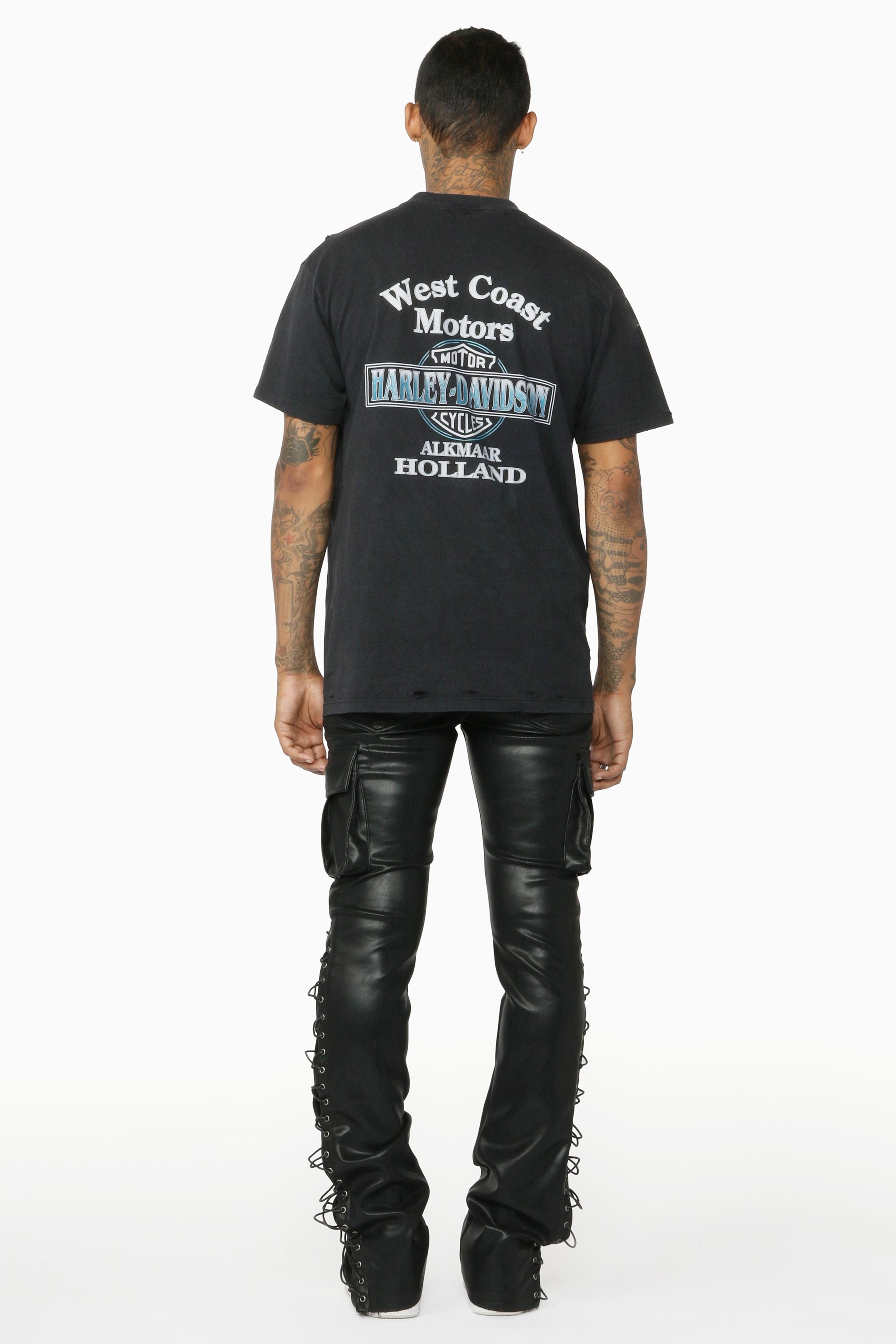Alternate View 9 of Honor Black Faux Leather Stacked Flare Jean