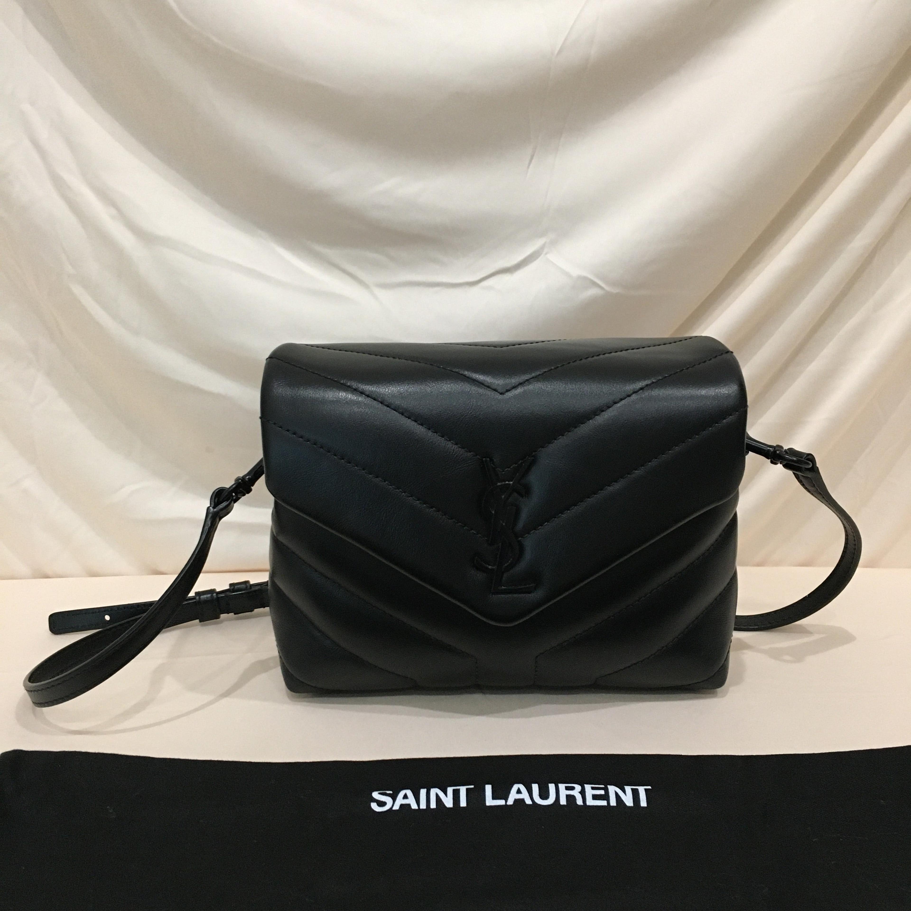 Yves Saint Laurent So Black Chevron Leather Toy Loulou Shoulder 