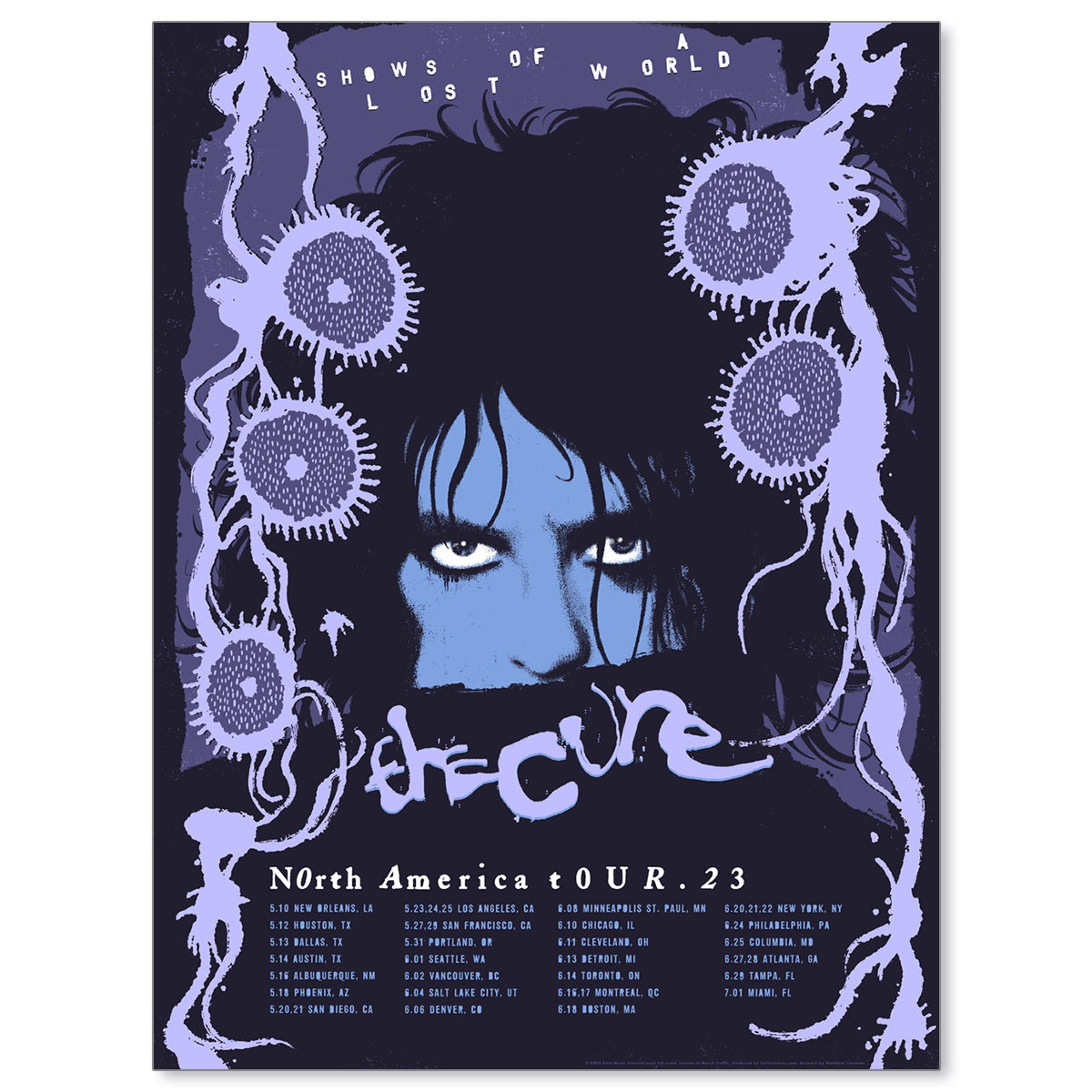 The Cure Shows of a Lost World Tour 2023 Poster (Dusk/Melrose Co
