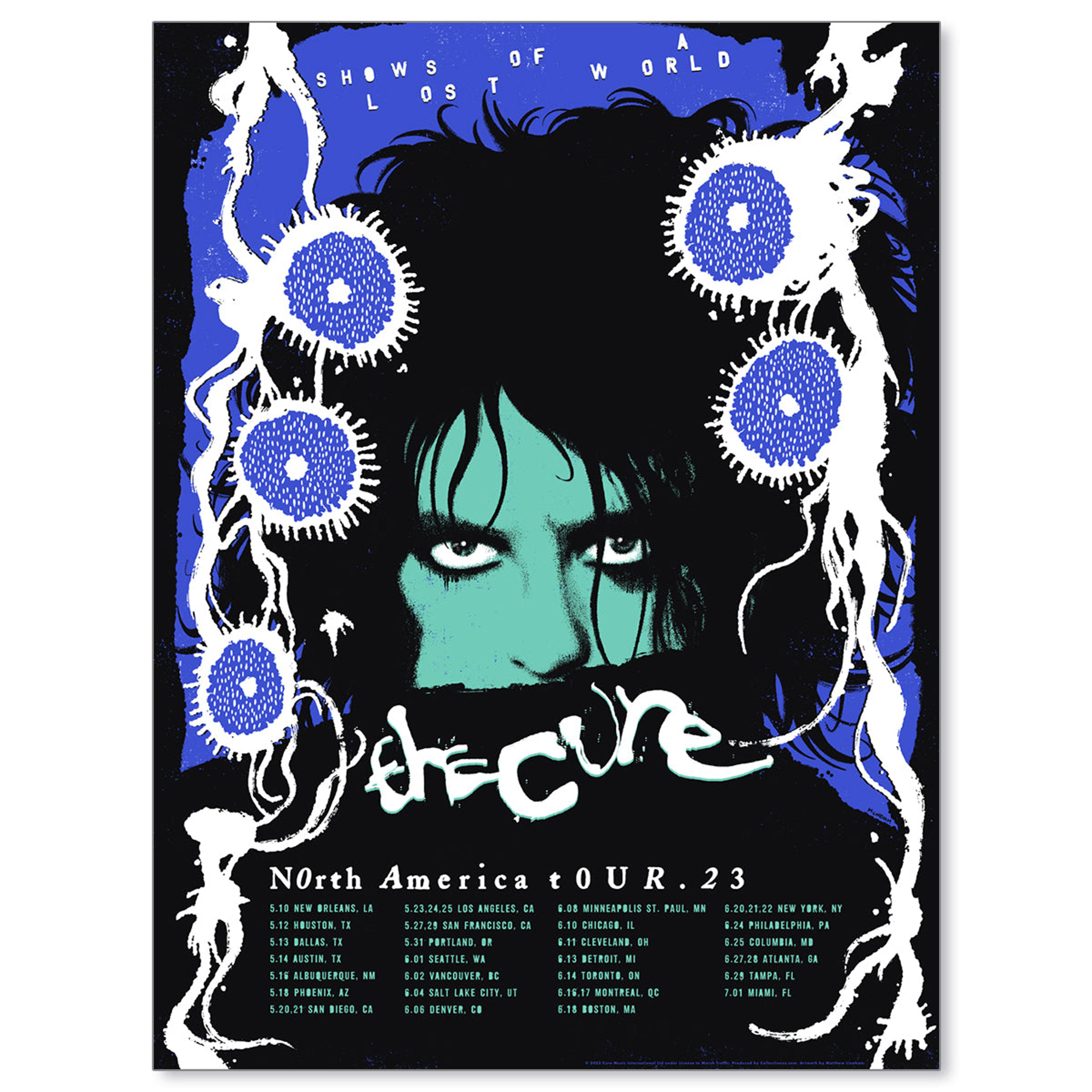 The Cure Shows of a Lost World Tour 2023 Poster (Sapphire/White 