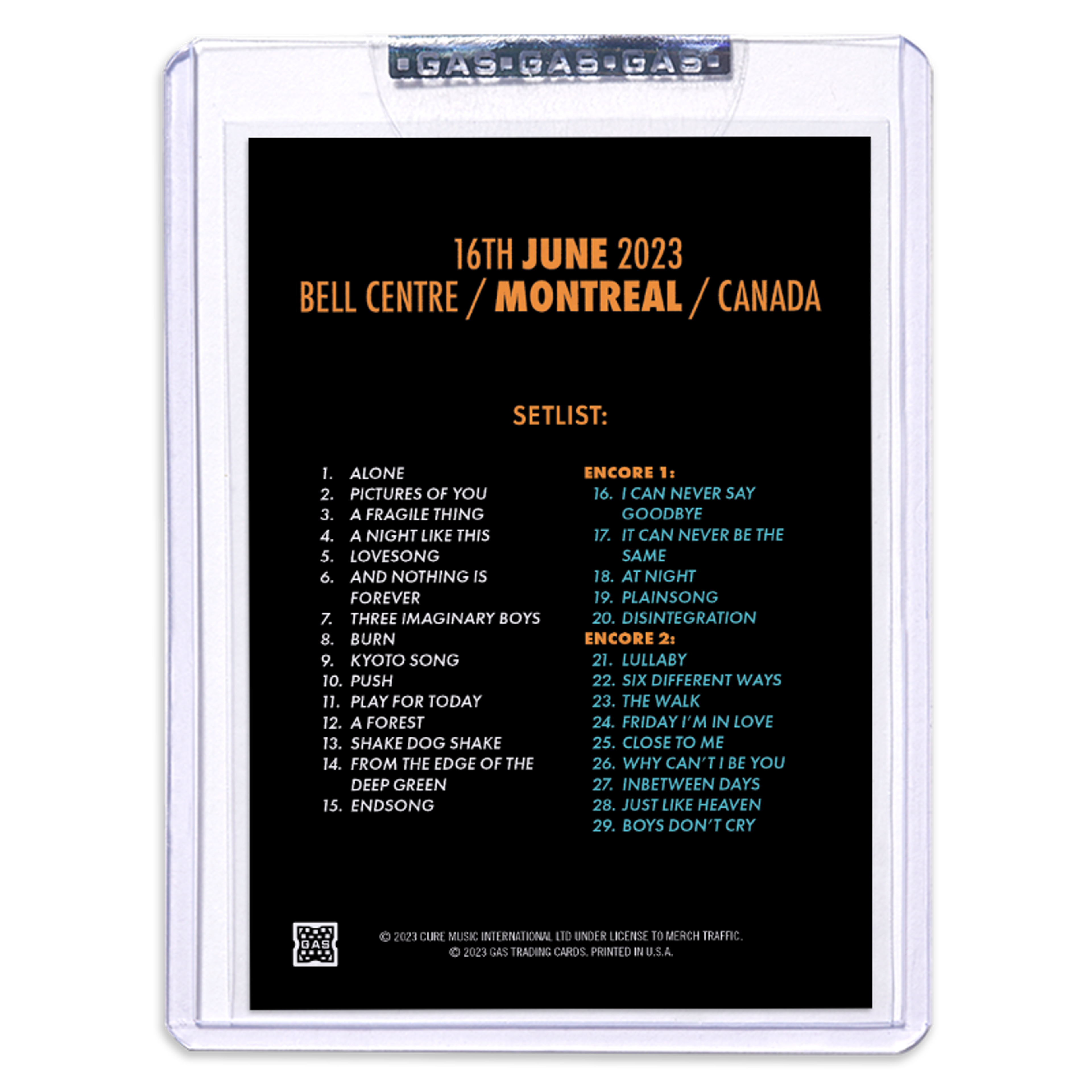 Alternate View 2 of The Cure Montreal June 16, 2023 Second Edition Poster & Trading 
