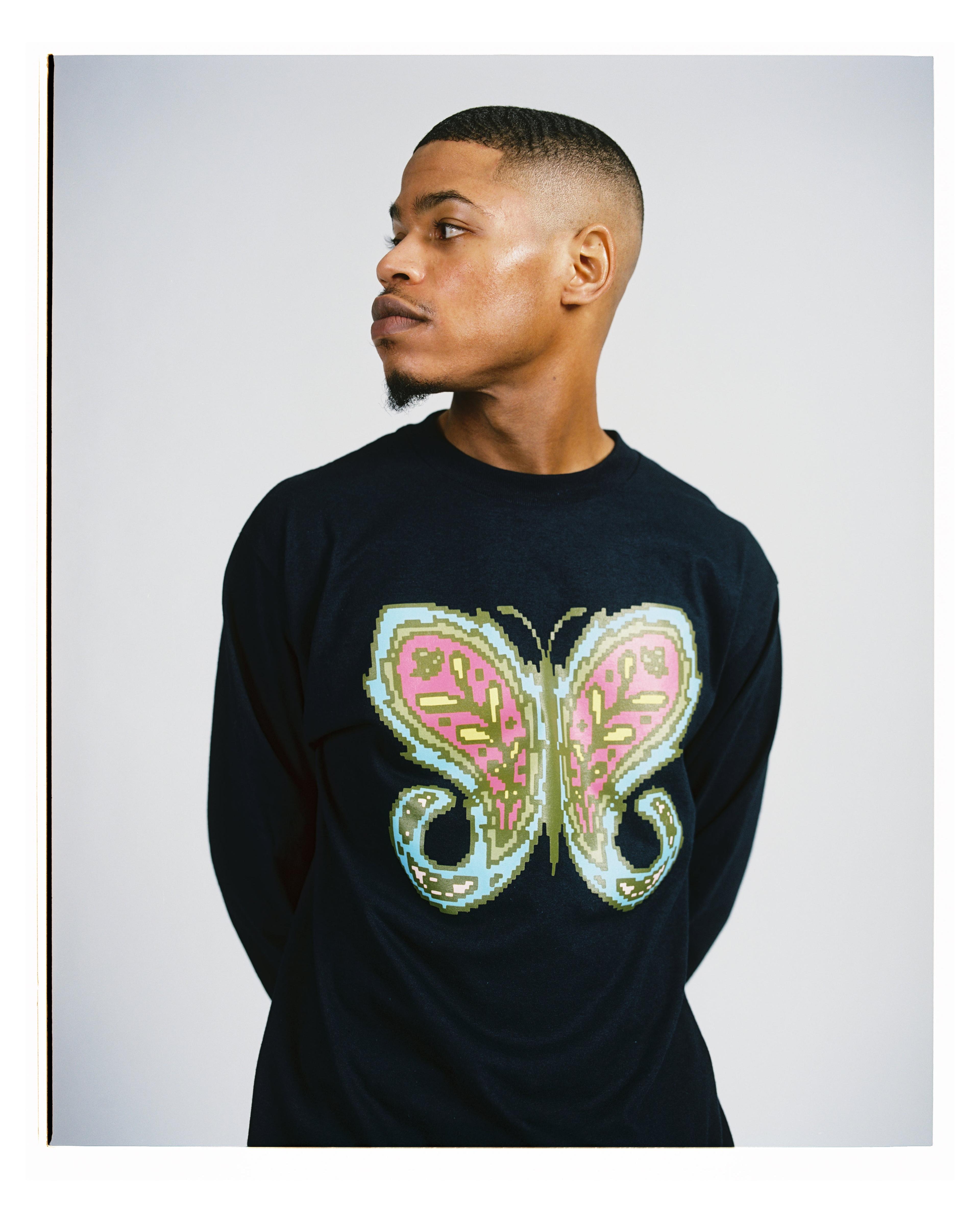 Alternate View 3 of Paisley Butterfly L/S Tee - Navy