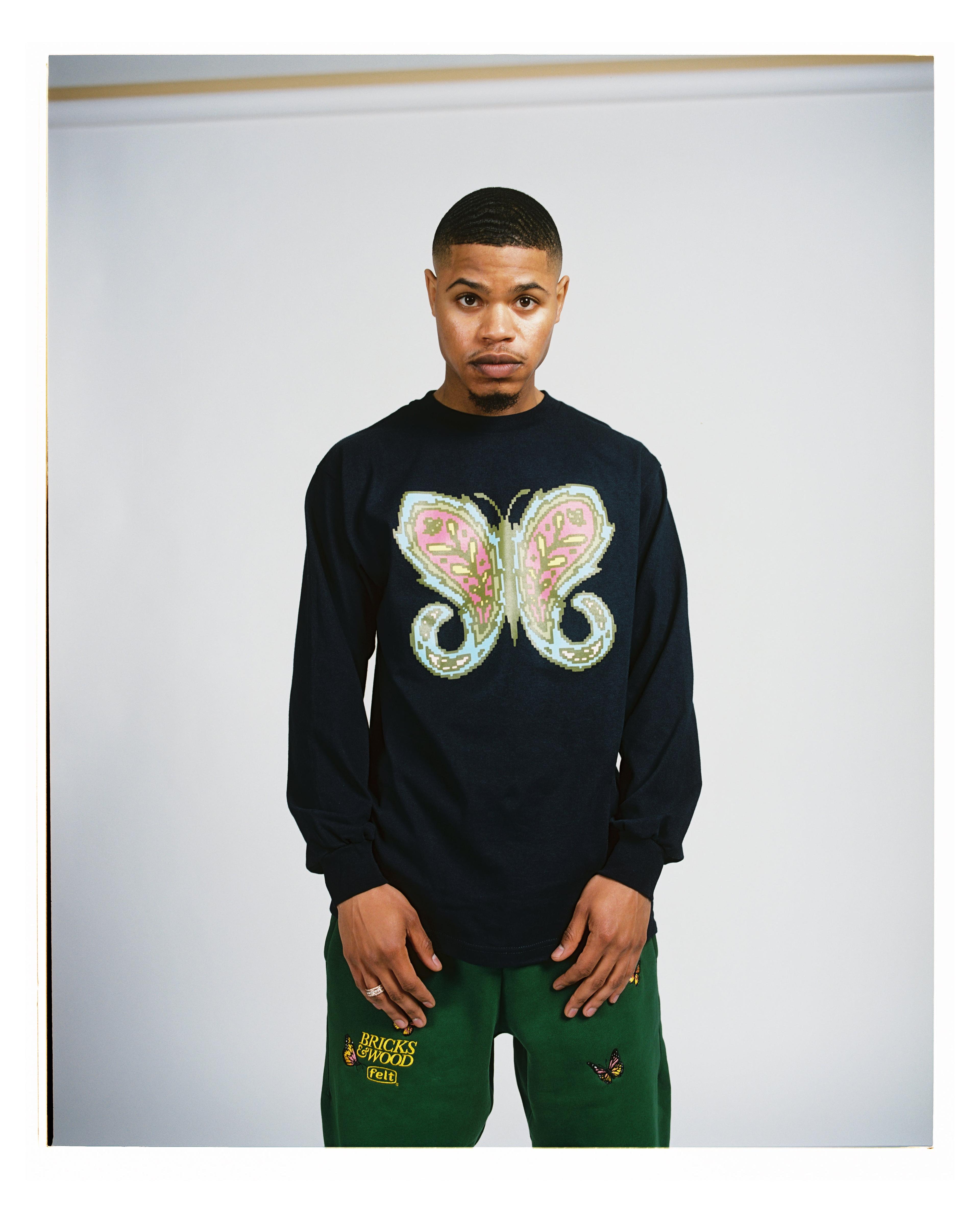 Alternate View 4 of Paisley Butterfly L/S Tee - Navy