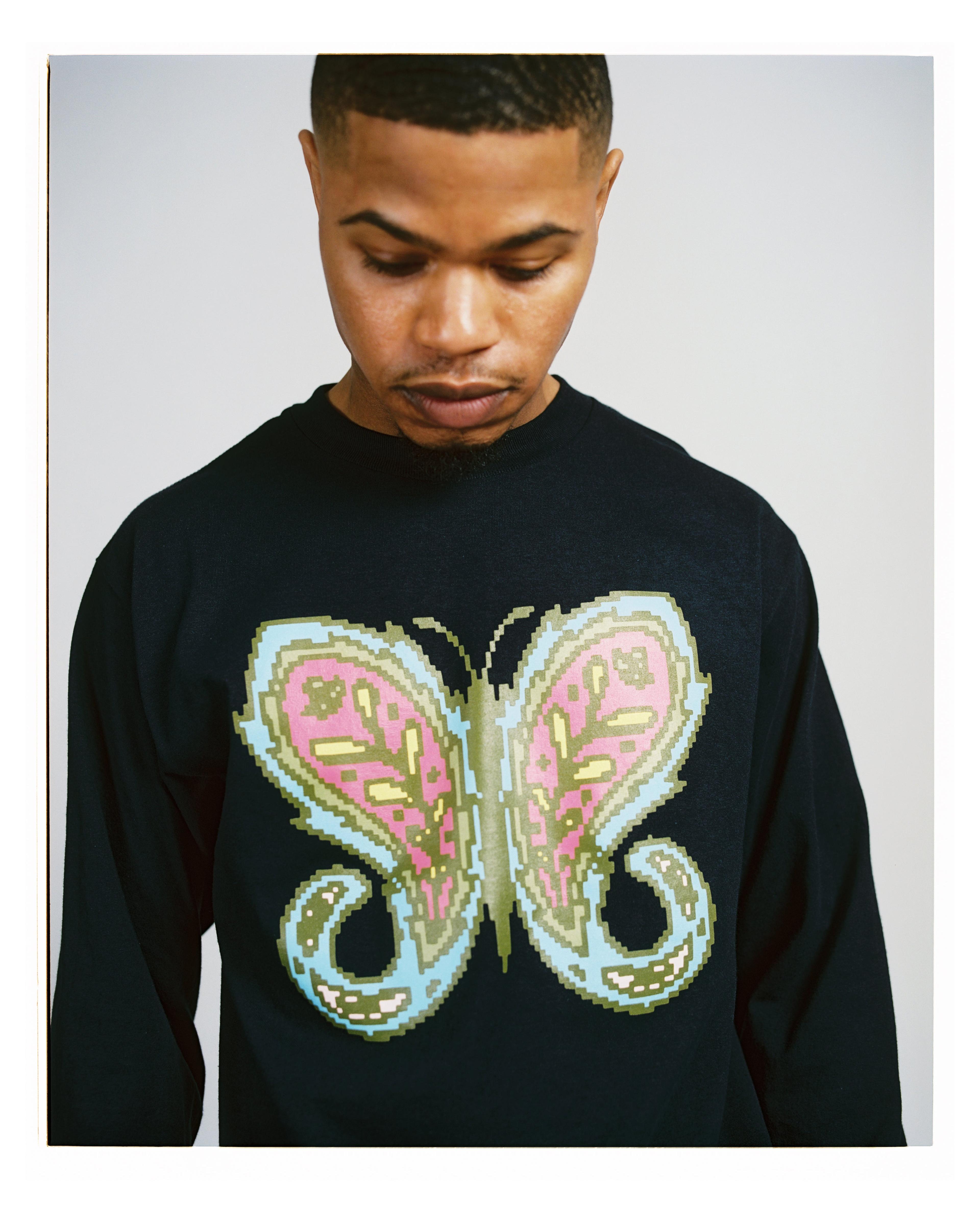 Alternate View 5 of Paisley Butterfly L/S Tee - Navy
