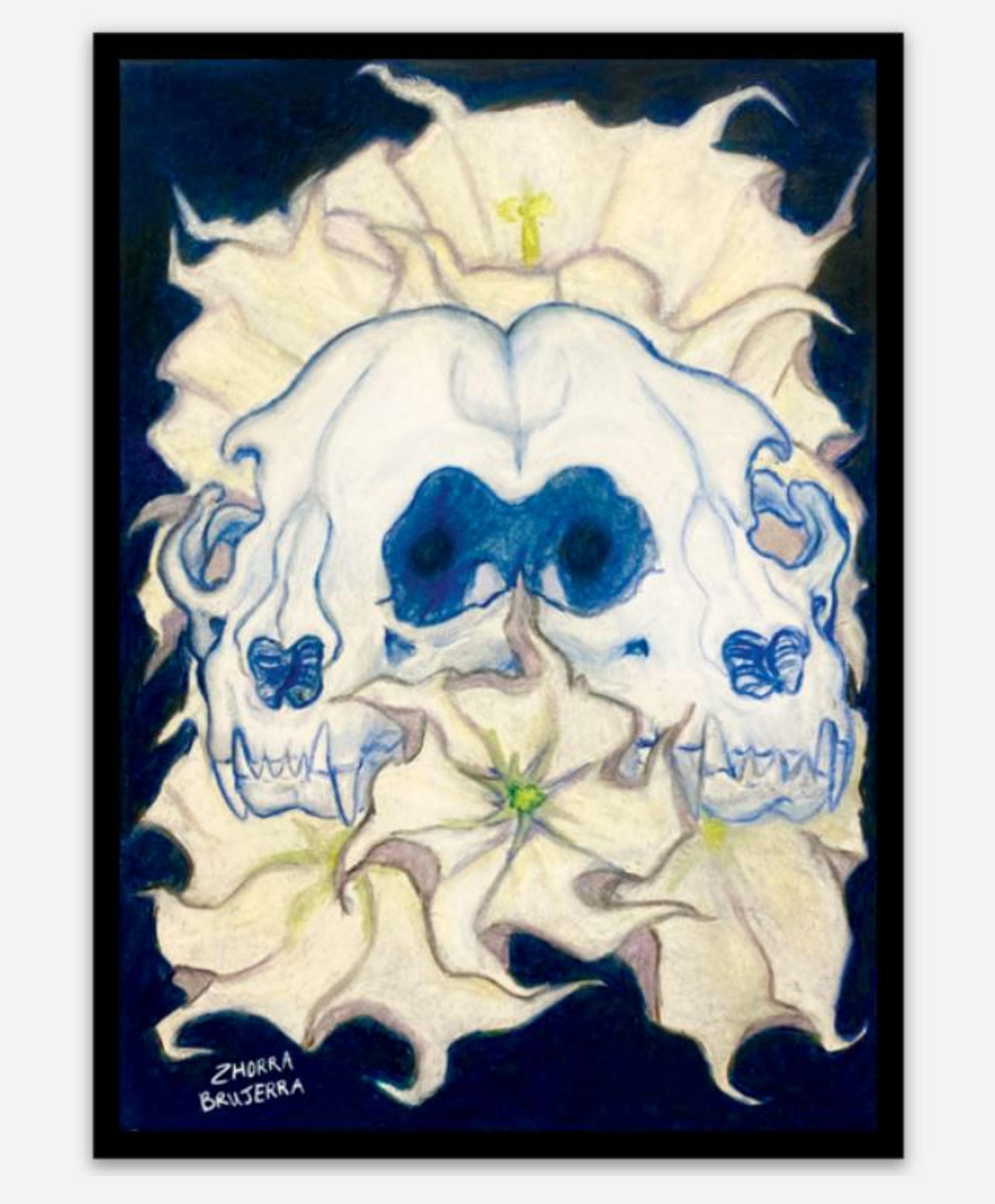 Diprosopus Skull & Datura Flower Sticker - Medium