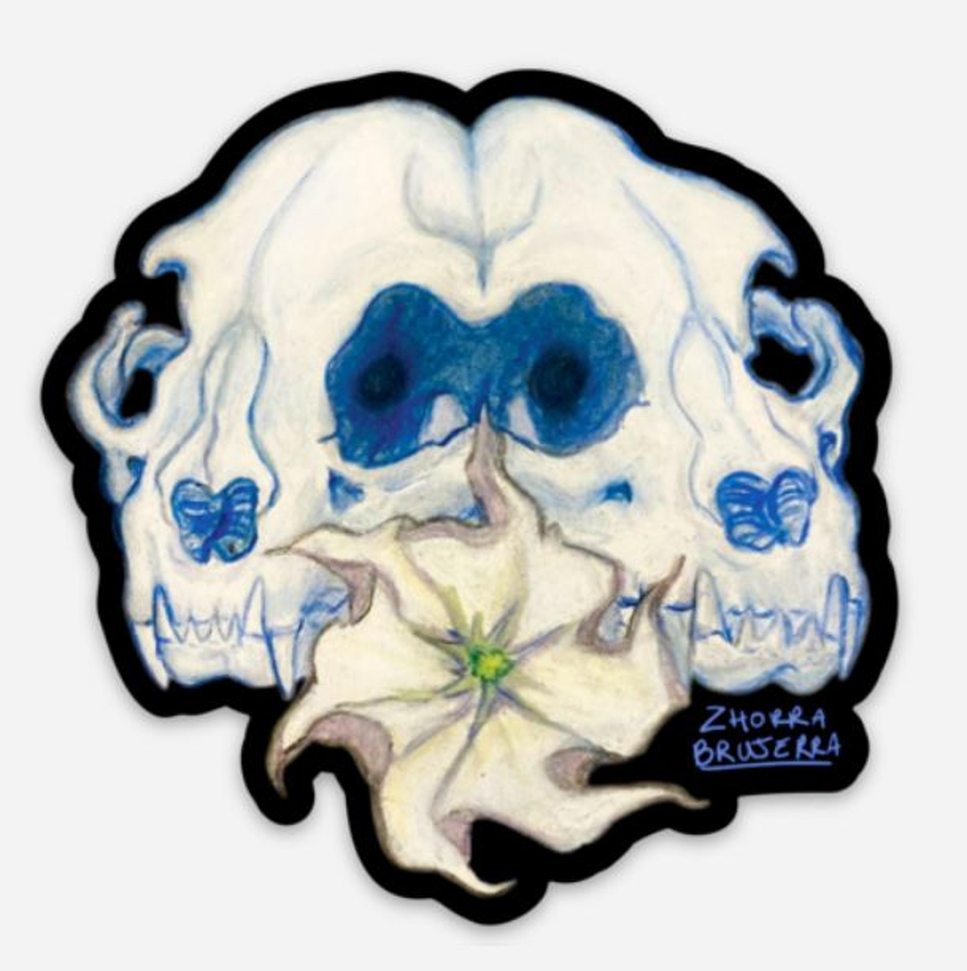 Diprosopus Skull & Datura Flower Sticker - Small