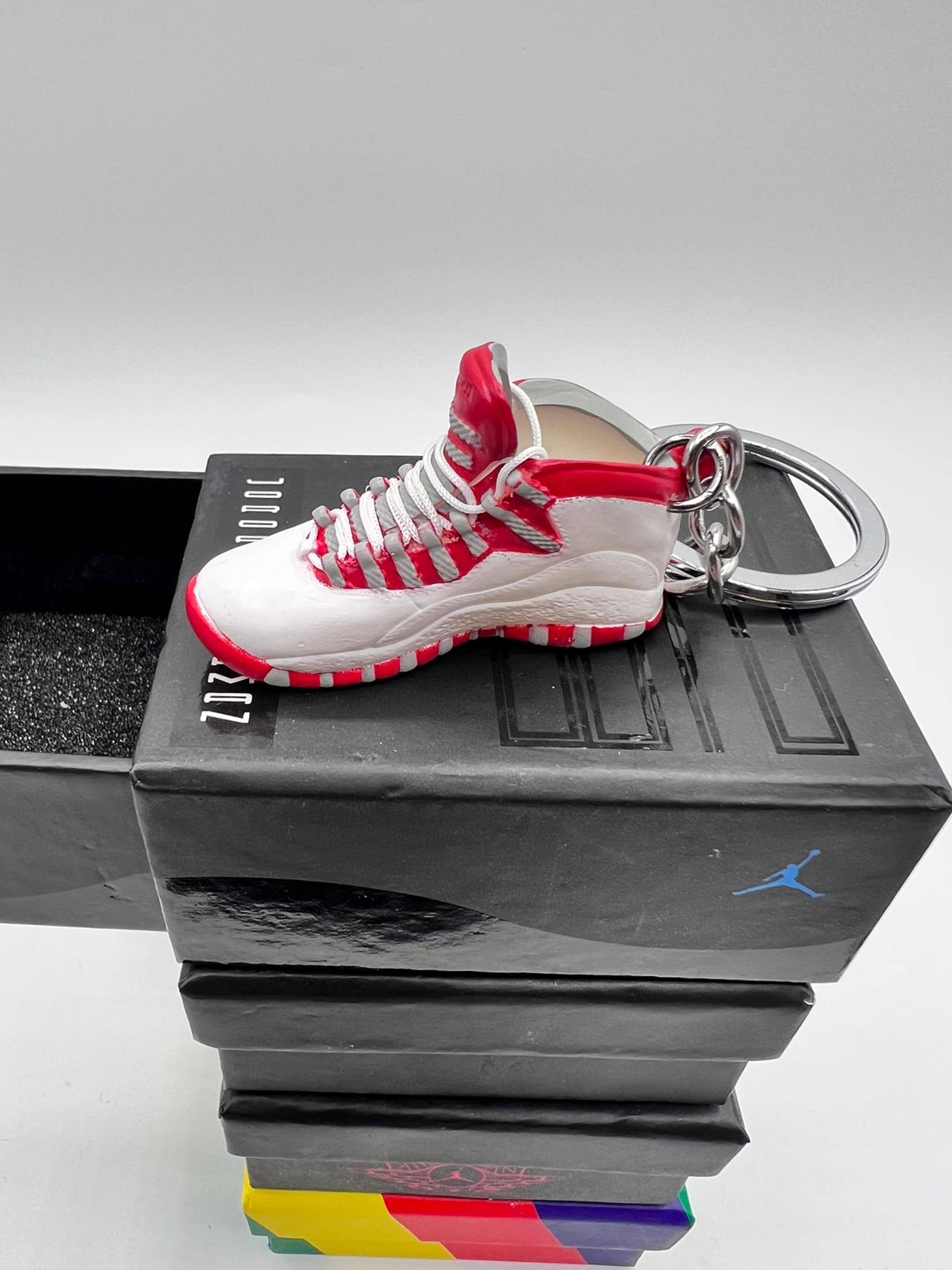 Free Shipping Nike Jordan 10 RETRO RED STEEL Keychain With Matching Box