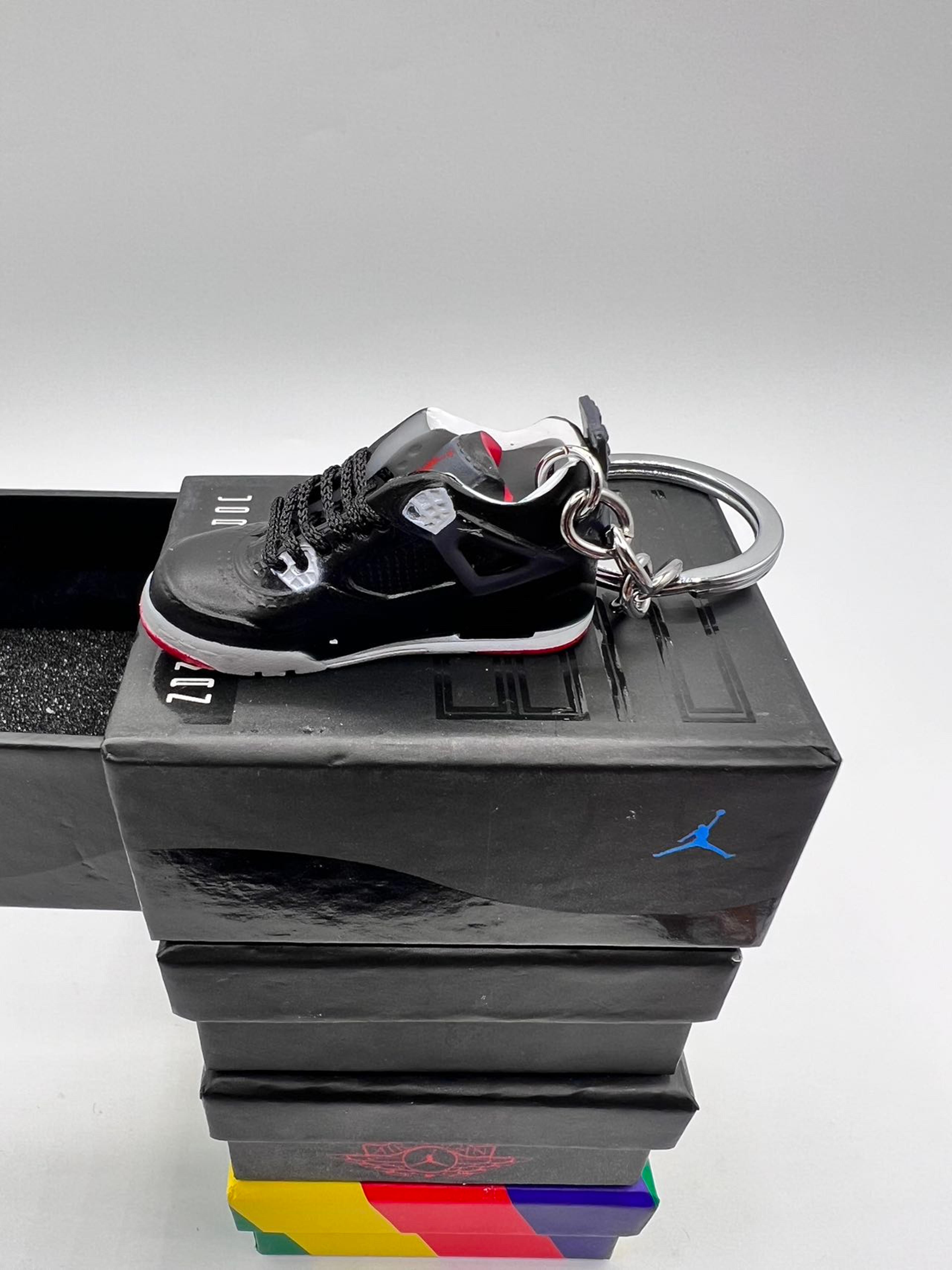 Free Shipping Nike Mini Jordan 4 Retro OG Bred Keychain With Matching Box