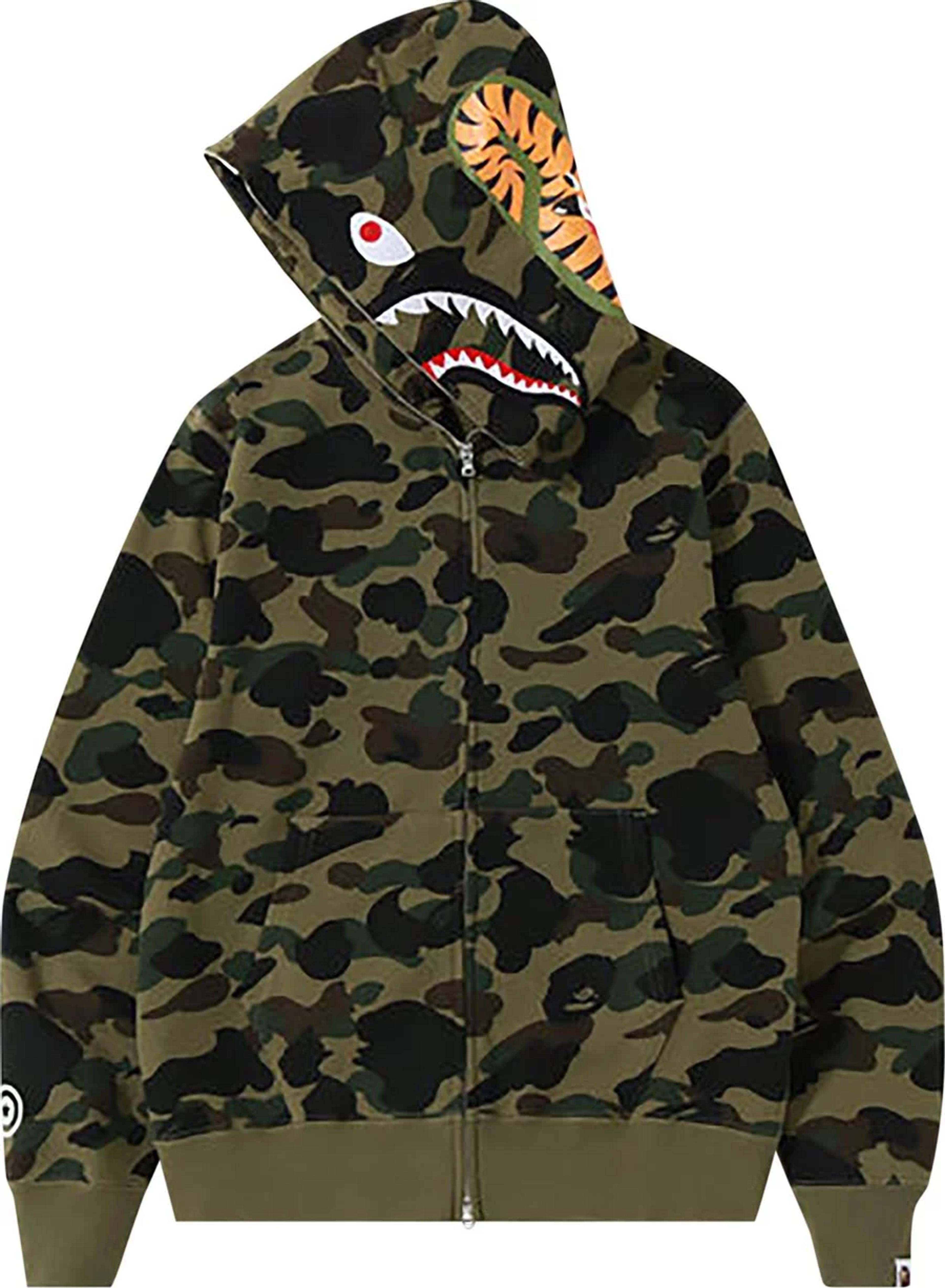 Alternate View 1 of BAPE 1st Camo Shark Full Zip Hoodie Green