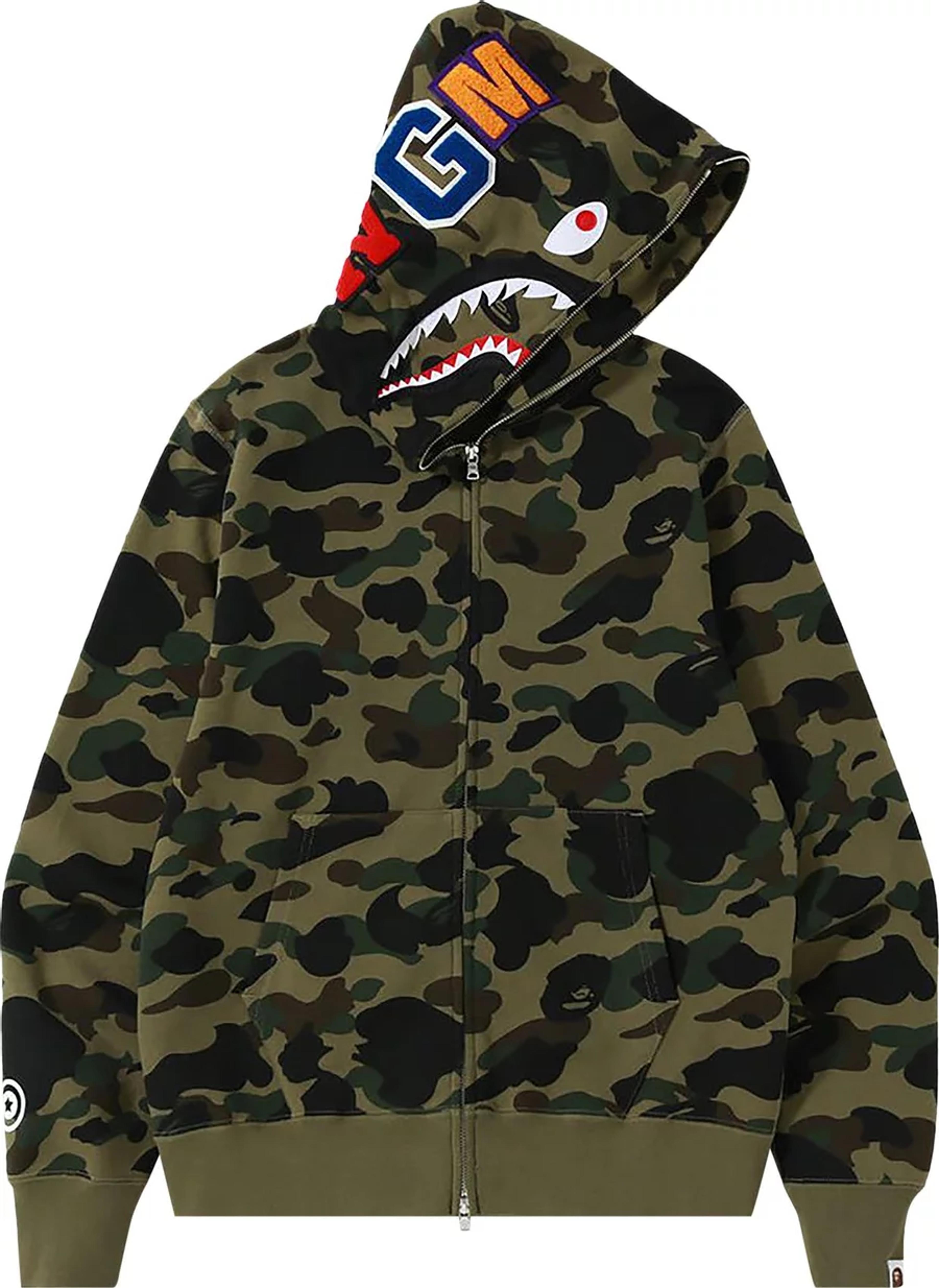 BAPE 1st Camo Shark Full Zip Hoodie Green