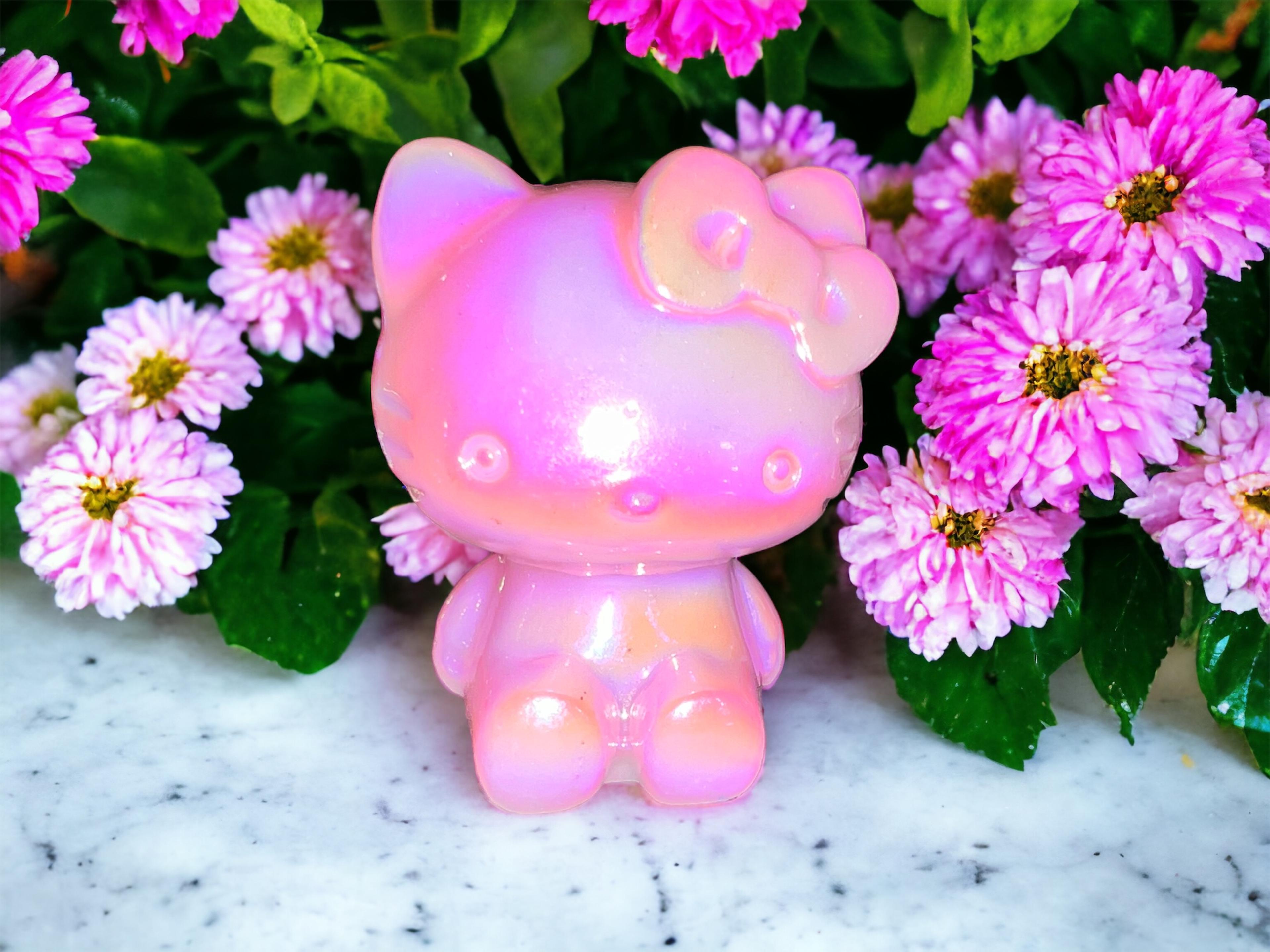 Hello kitty pink white Jade Aura coated 