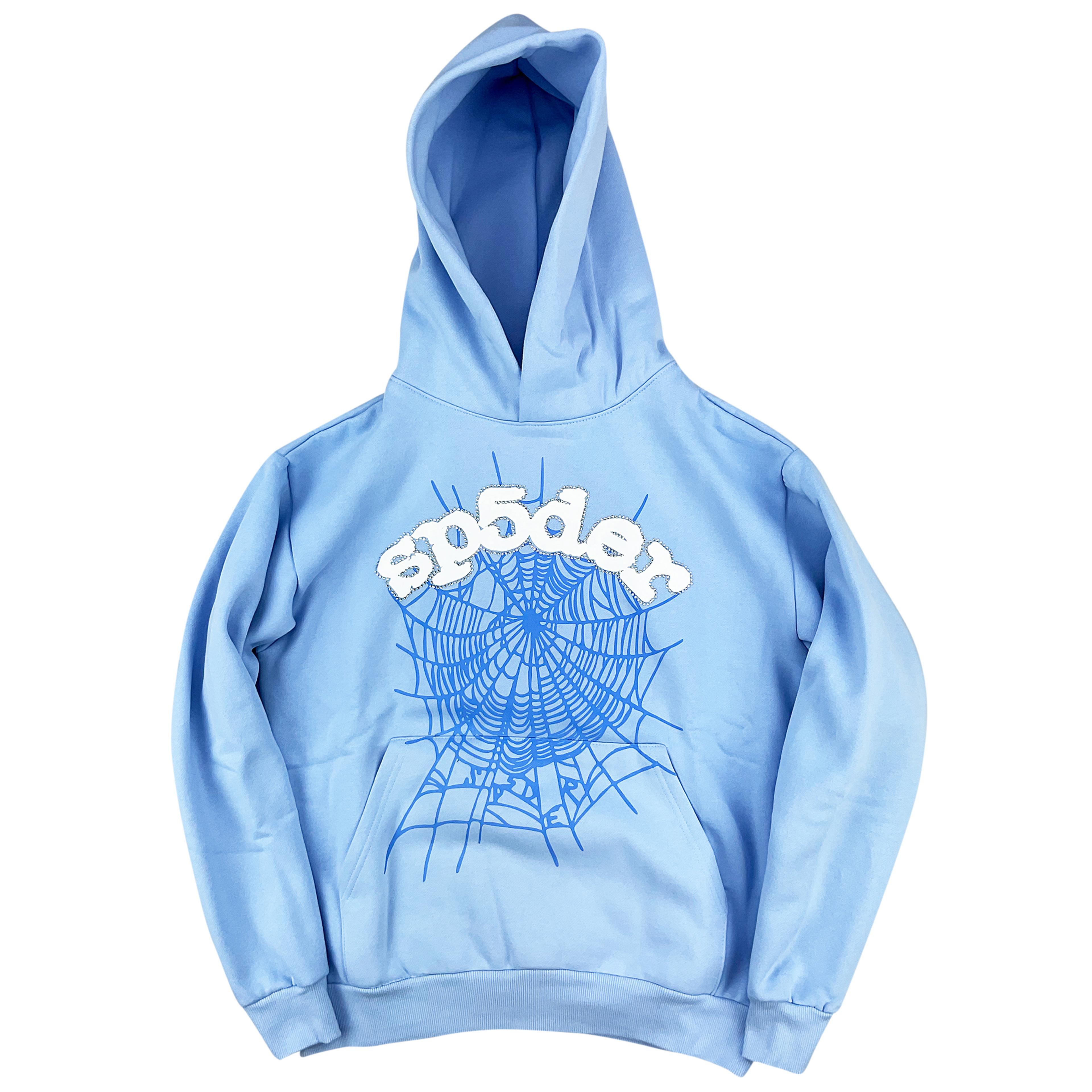 Sp5der Web Sky Blue Hoodie Sweatshirt | Spider Worldwide