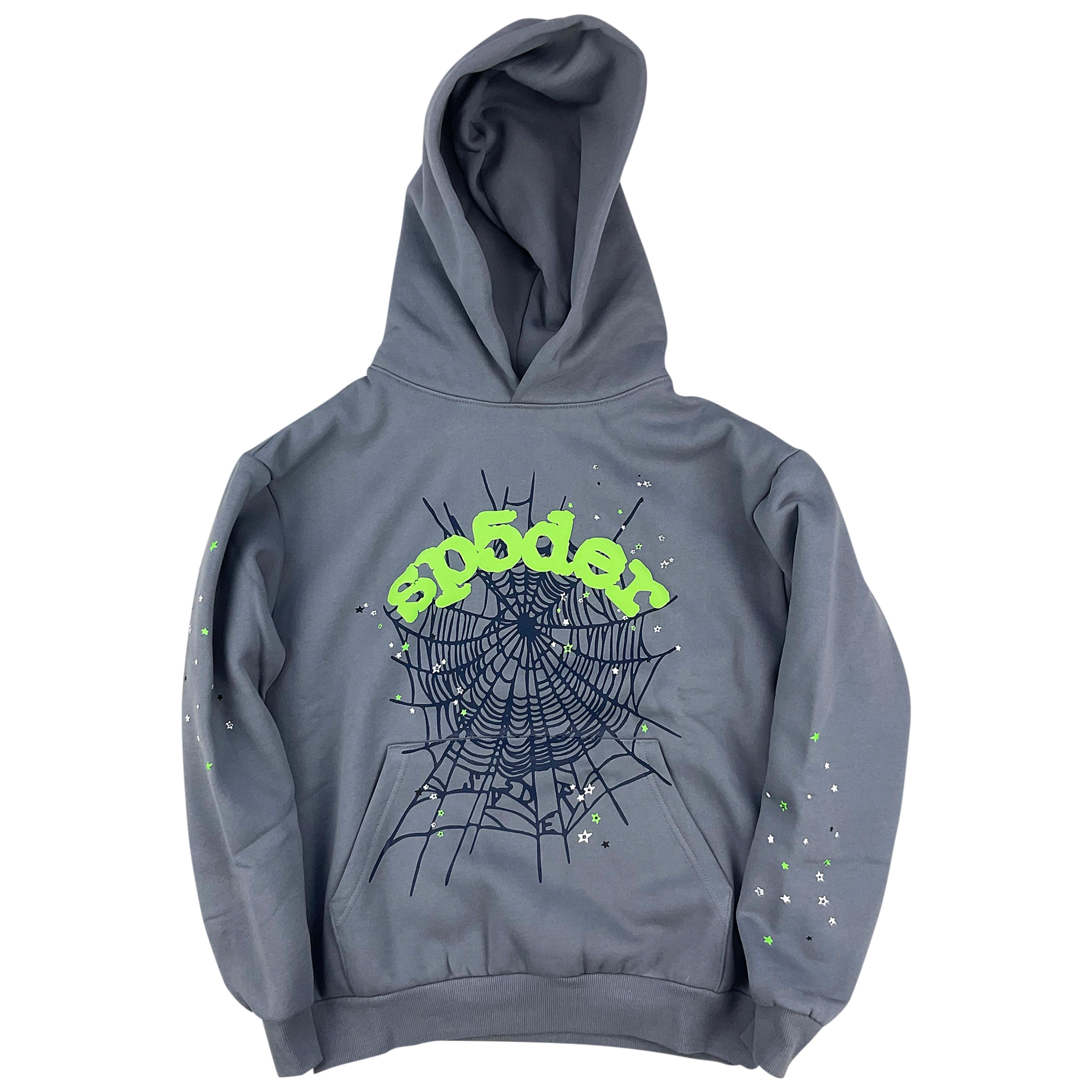 Sp5der Wait Web Slate Grey Hoodie Sweatshirt | Spider Worldwide