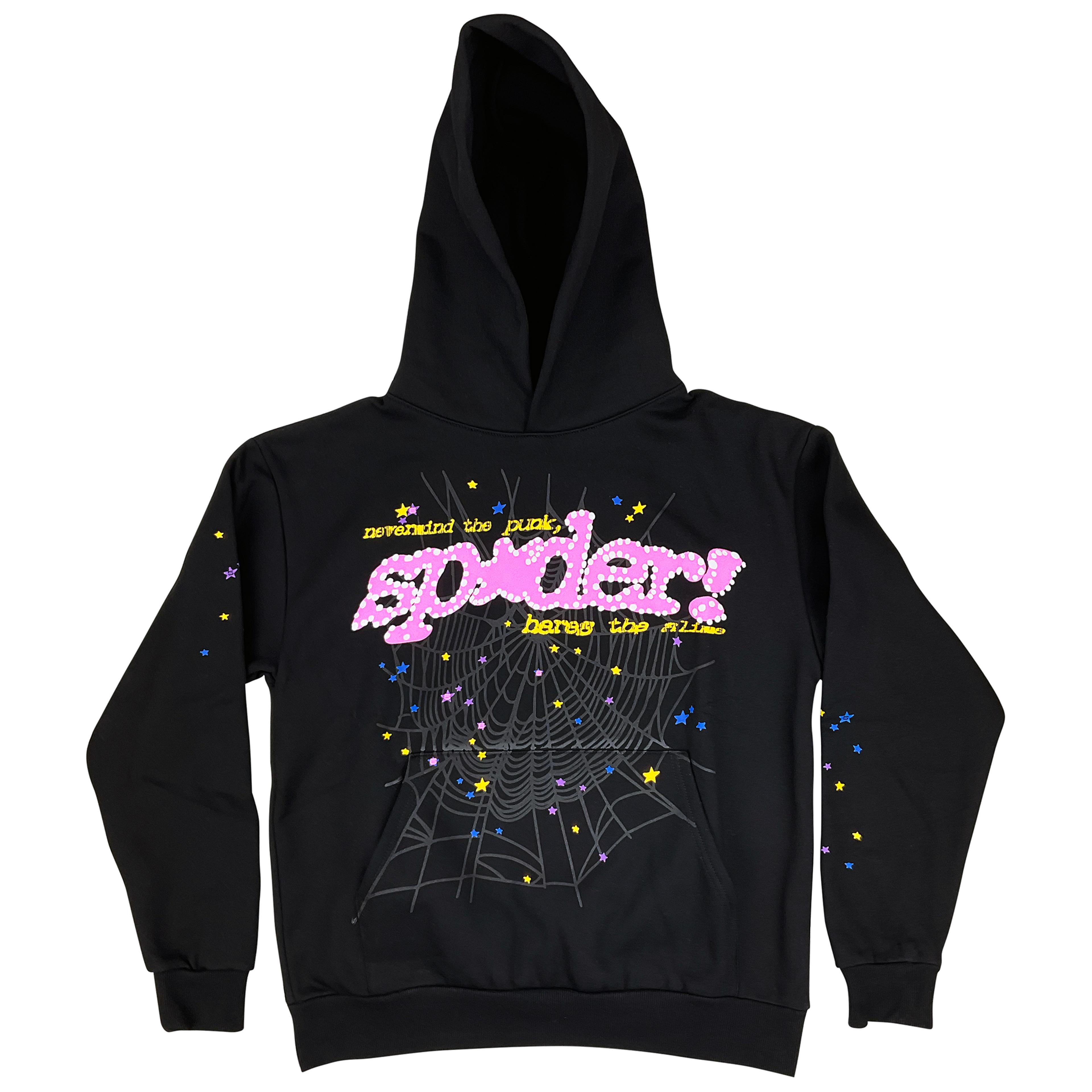Sp5der P*NK V2 Hoodie Sweatshirt Black Pink | Spider Worldwide