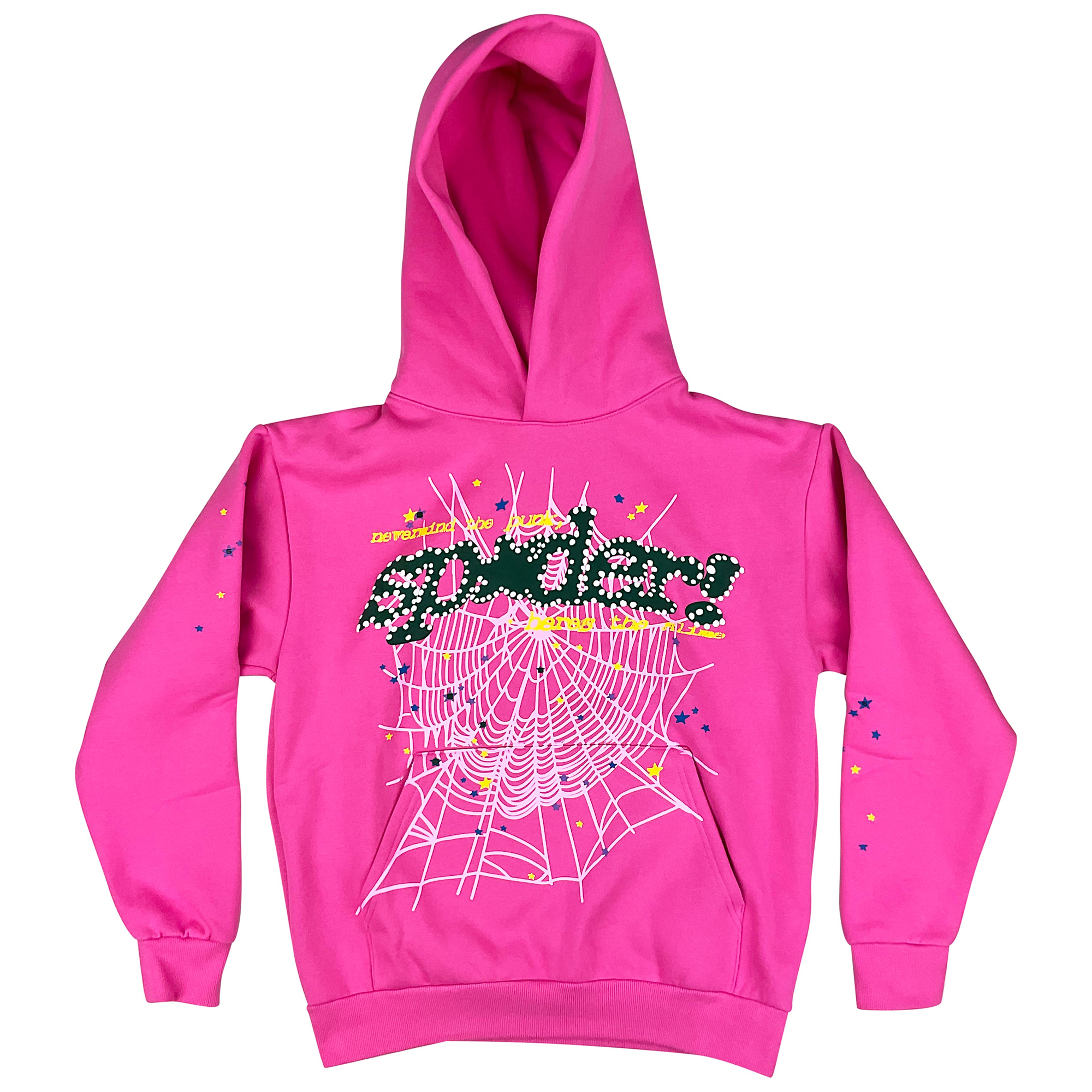 Sp5der P*NK V2 Hoodie Sweatshirt Pink Black | Spider Worldwide