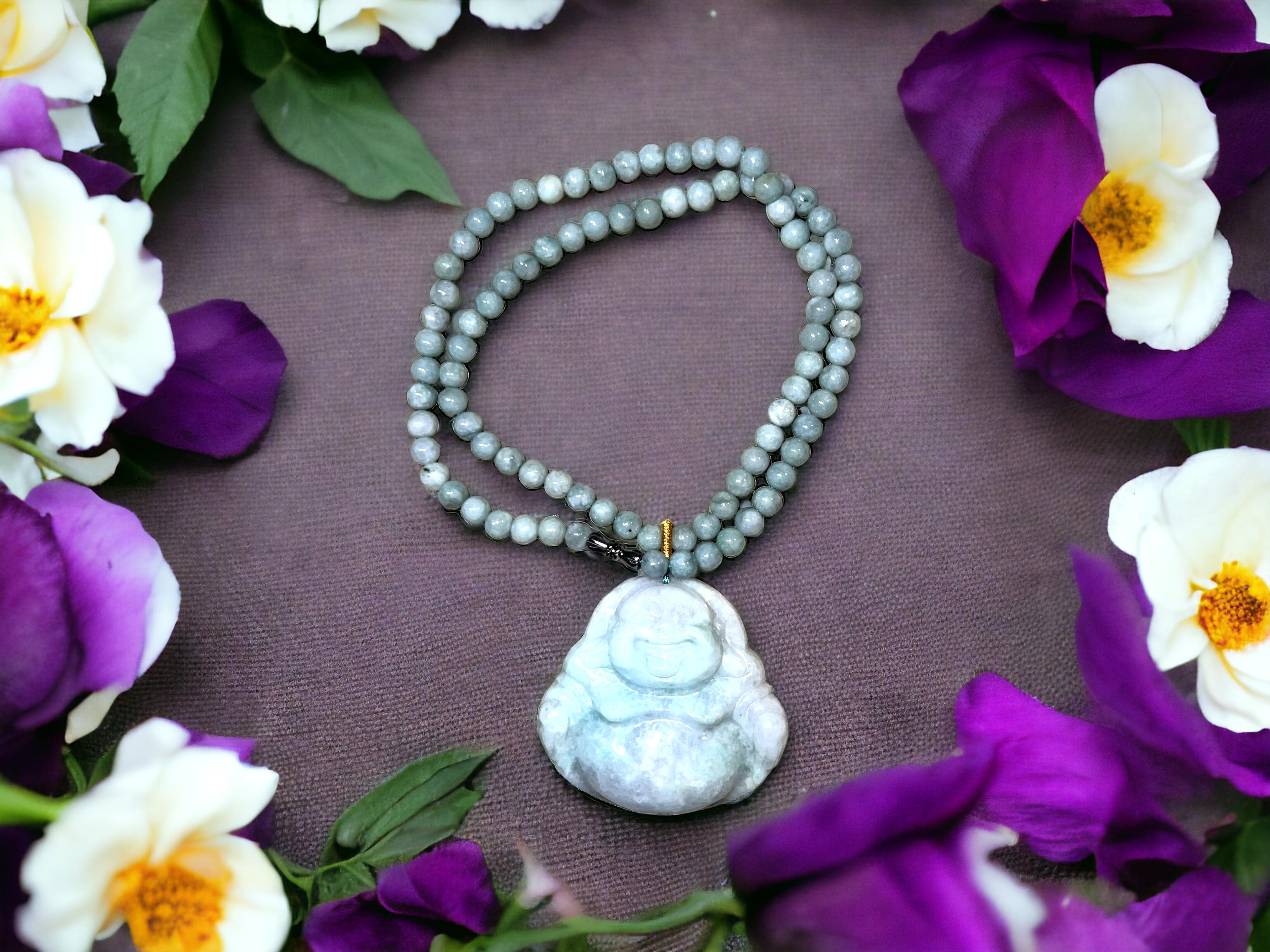 Jade all beaded buddha necklace