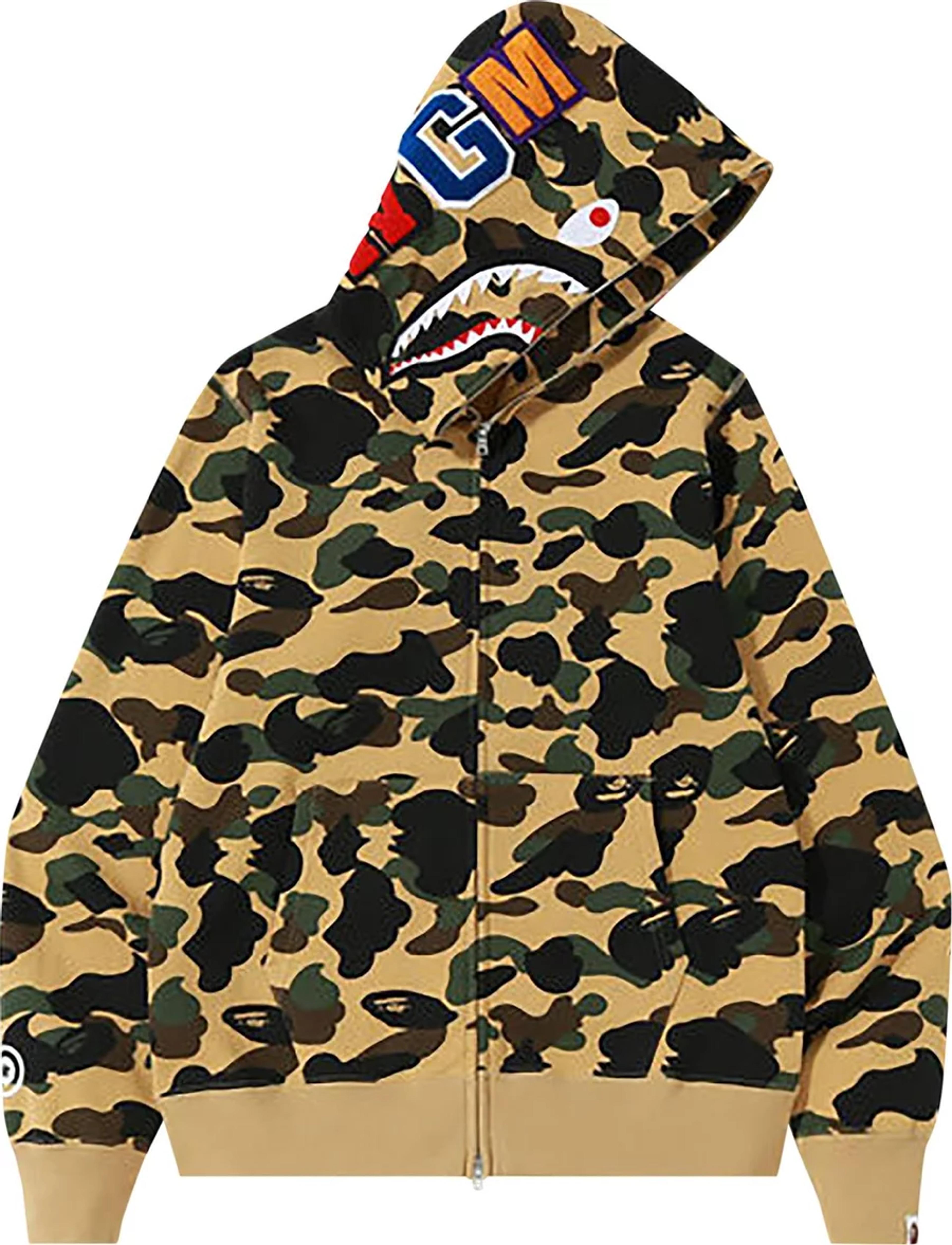 BAPE 1st Camo Shark Full Zip Hoodie Yellow