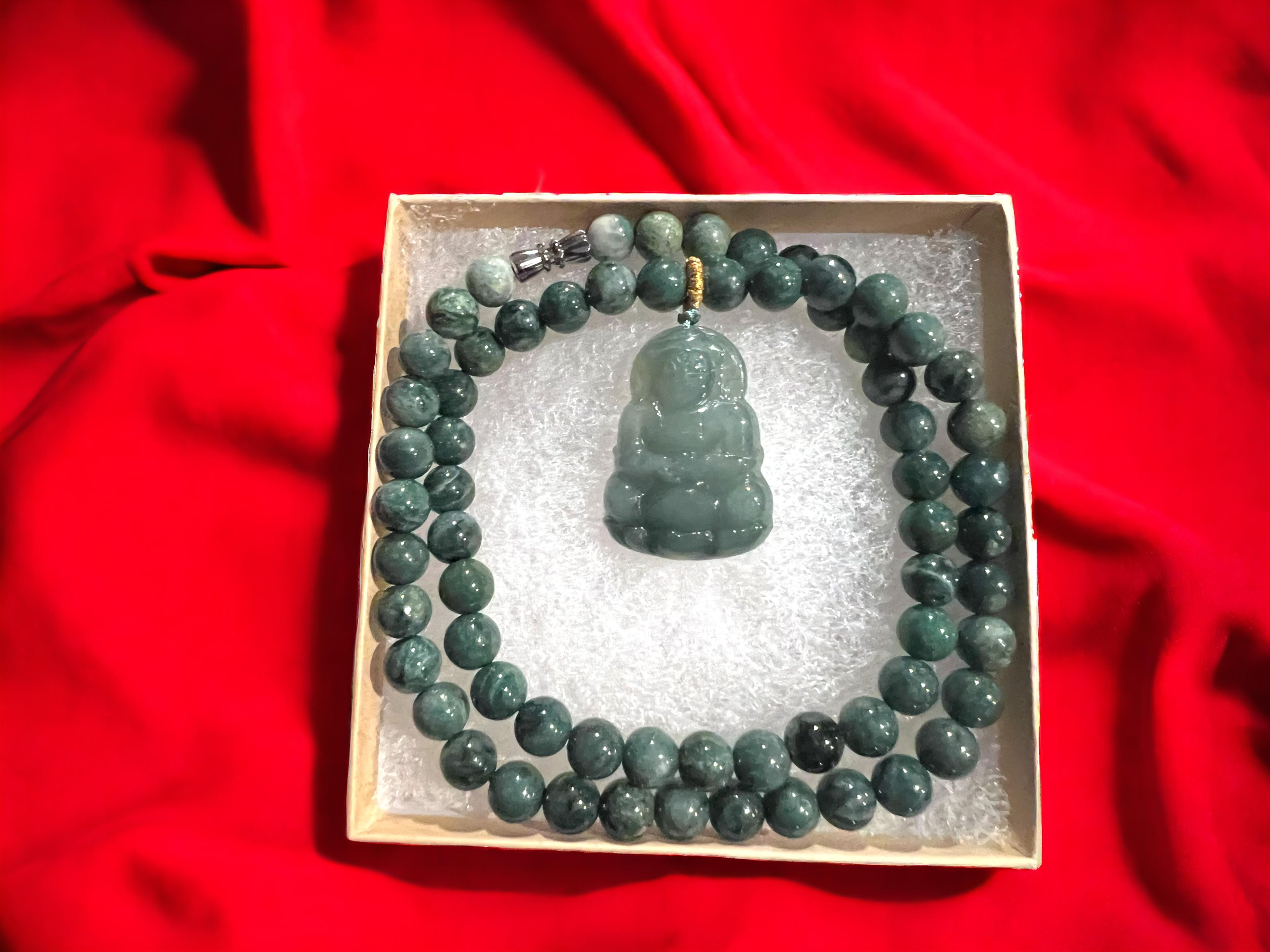 Jade Buddha necklace great gift idea