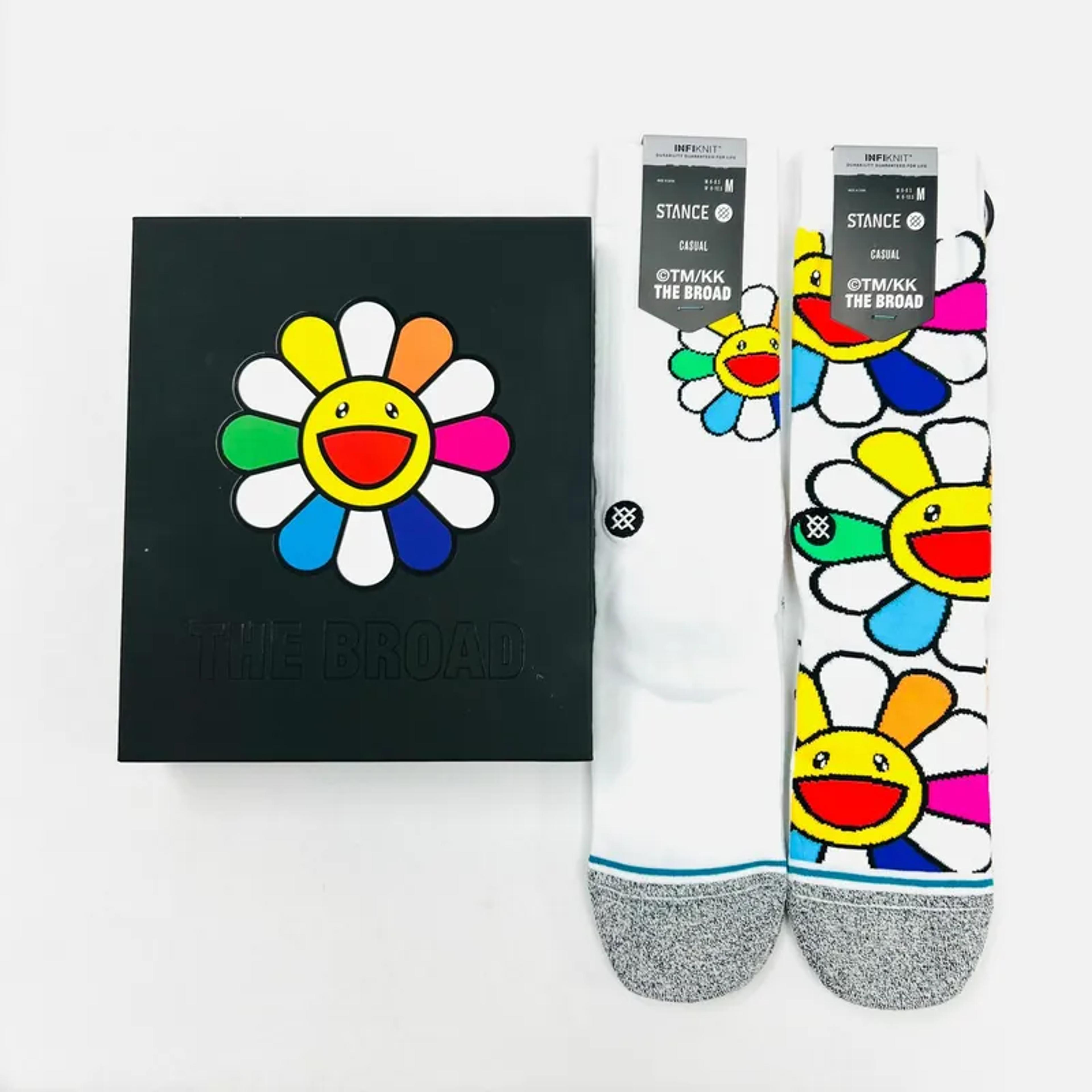 [Free shipping] Takashi Murakami Flower Box Set Socks(Set of 2) - White