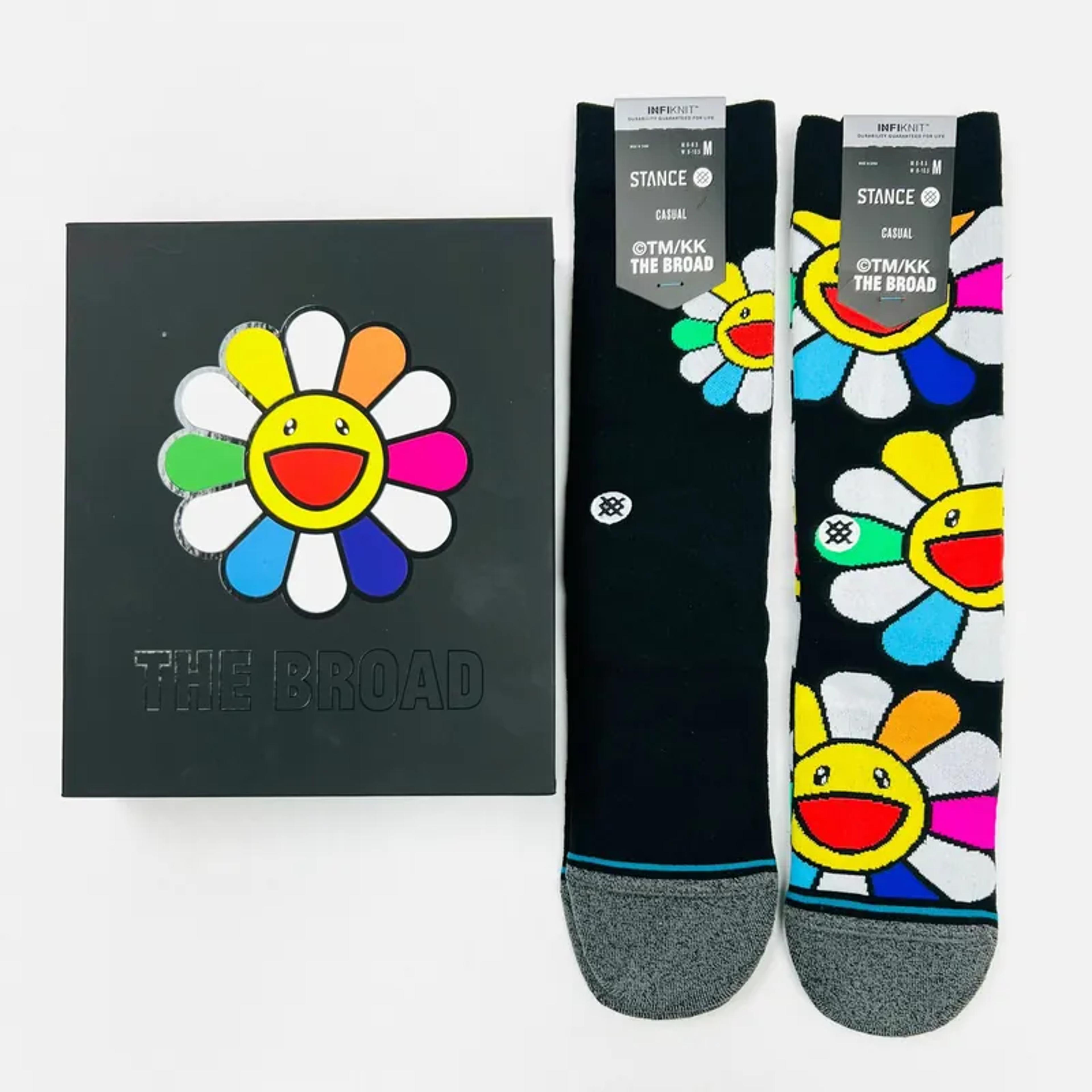 [Free shipping] Takashi Murakami Flower Box Set Socks(Set of 2) - Black
