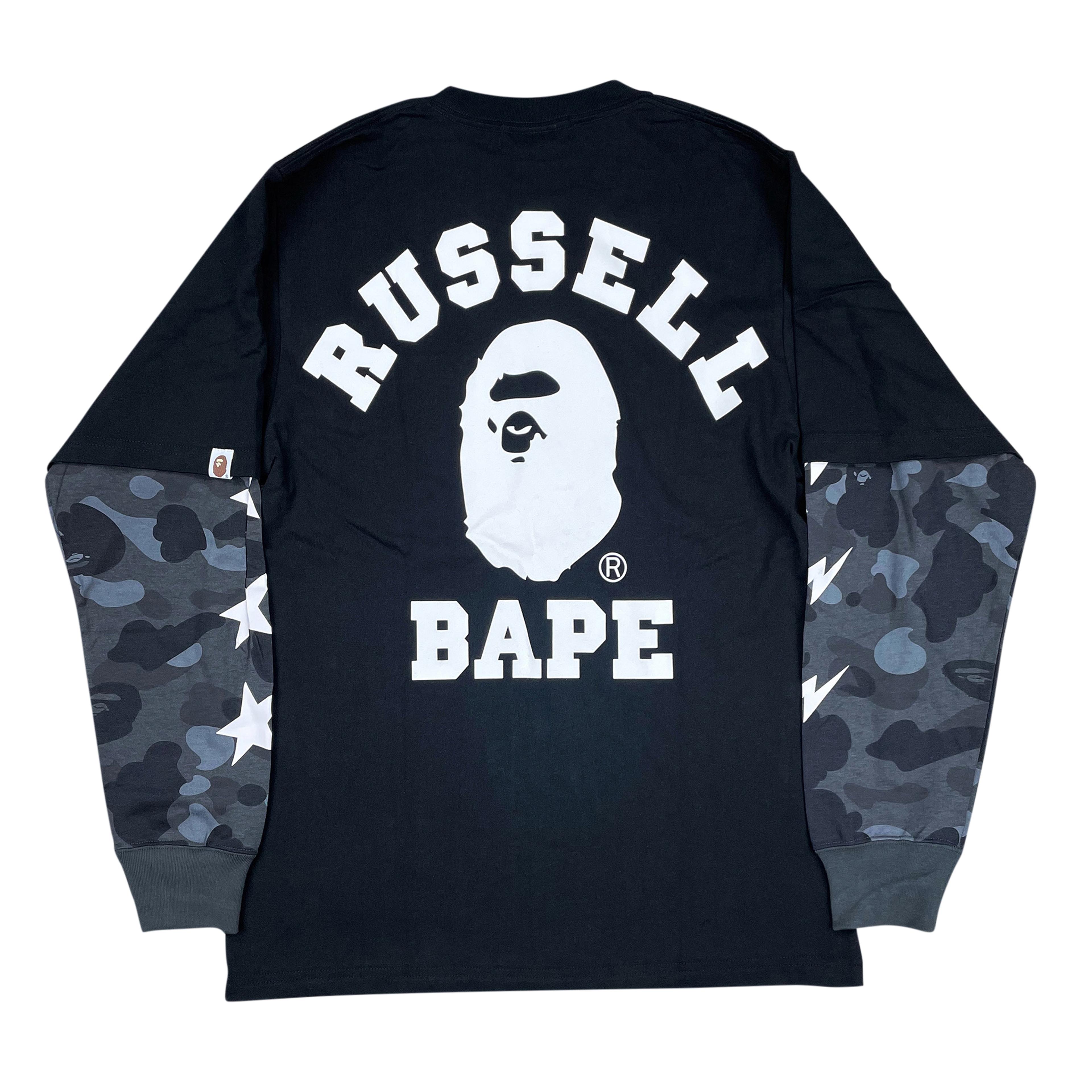 BAPE x Russell Long Sleeve T-shirt Black | A Bathing Ape