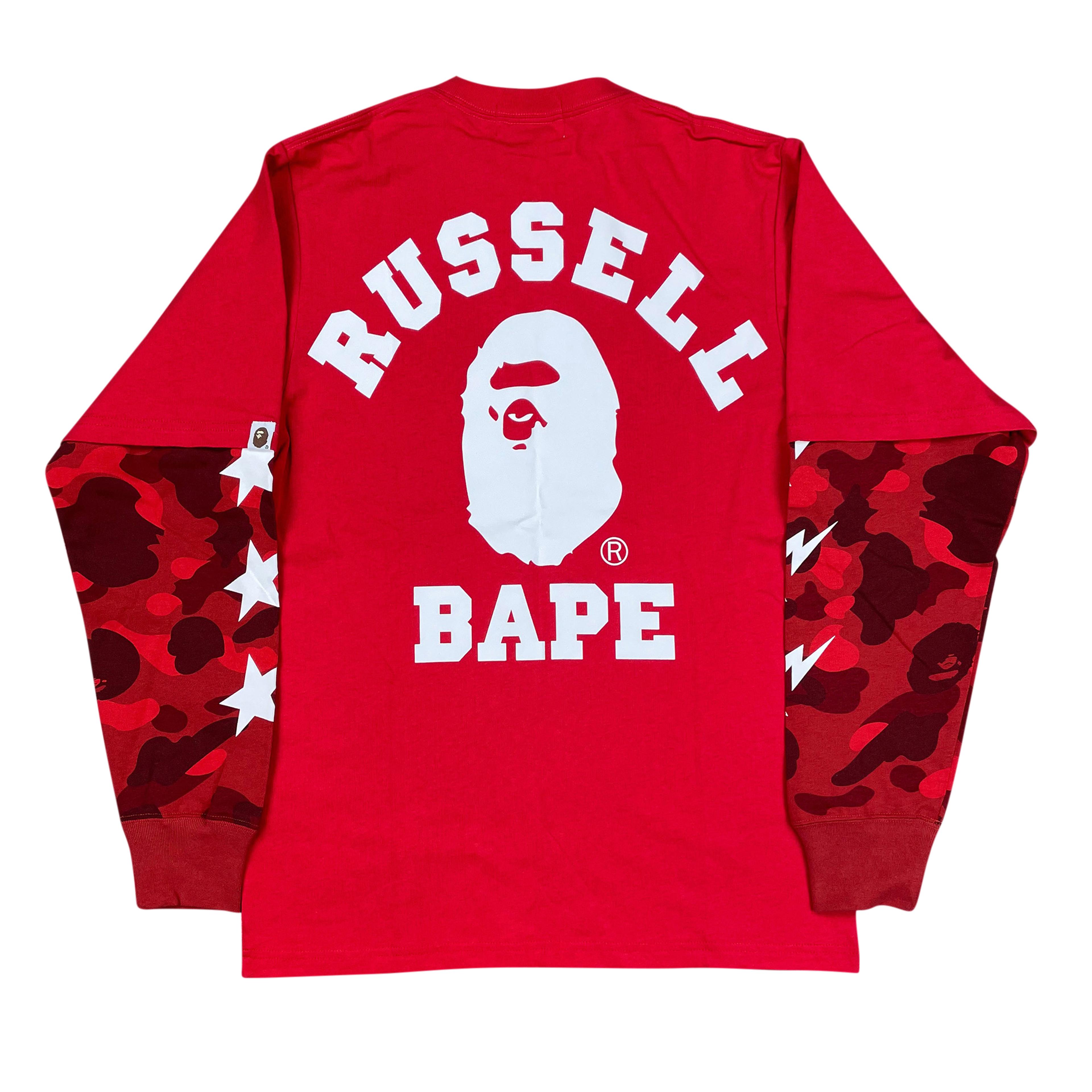 BAPE x Russell Long Sleeve T-shirt Red | A Bathing Ape