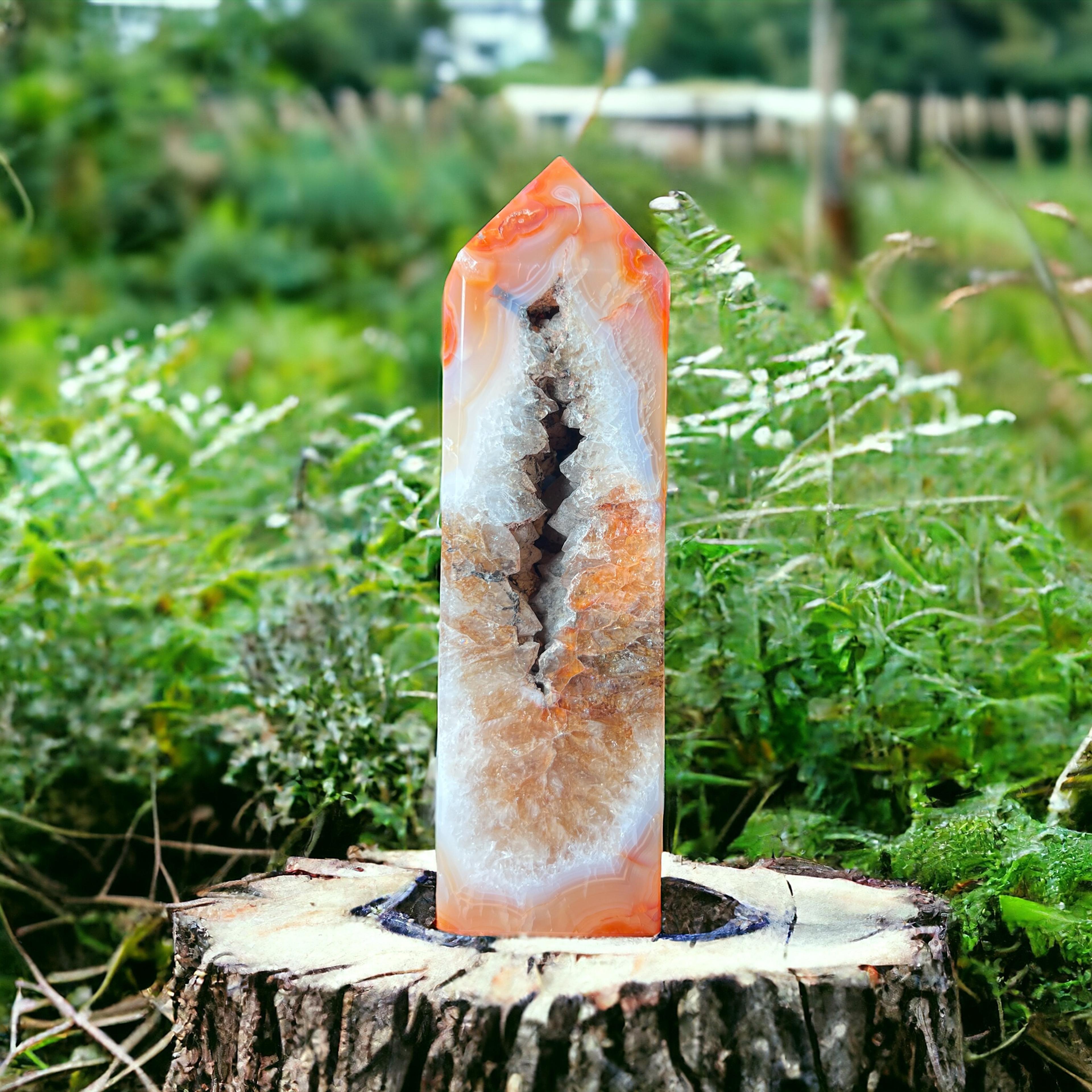 perfect gift idea Carnelian Stone  Tower with druzy 