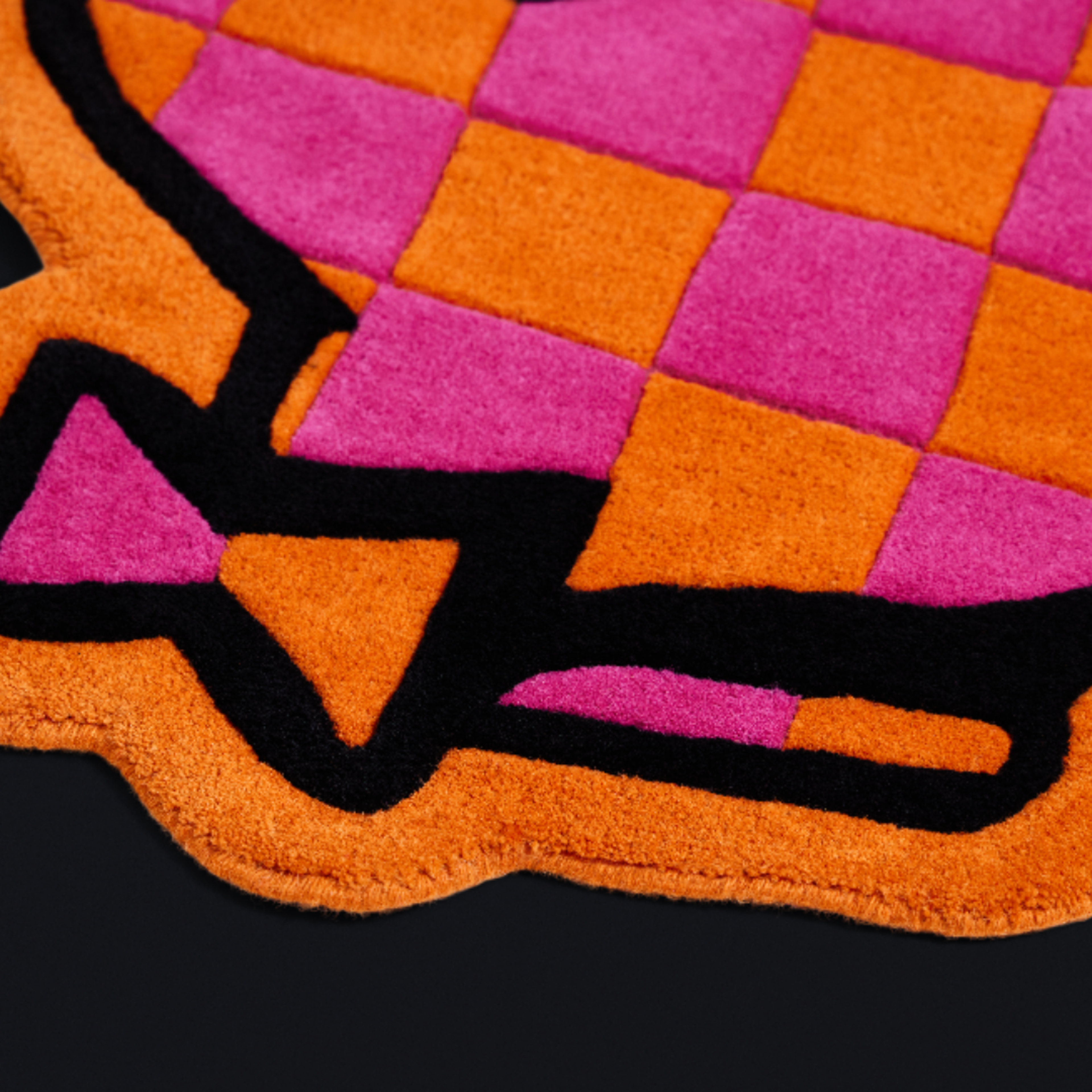 Alternate View 2 of PLAYBOY x WAVEY CASA Bunny Head Rug - Pink & Orange Check