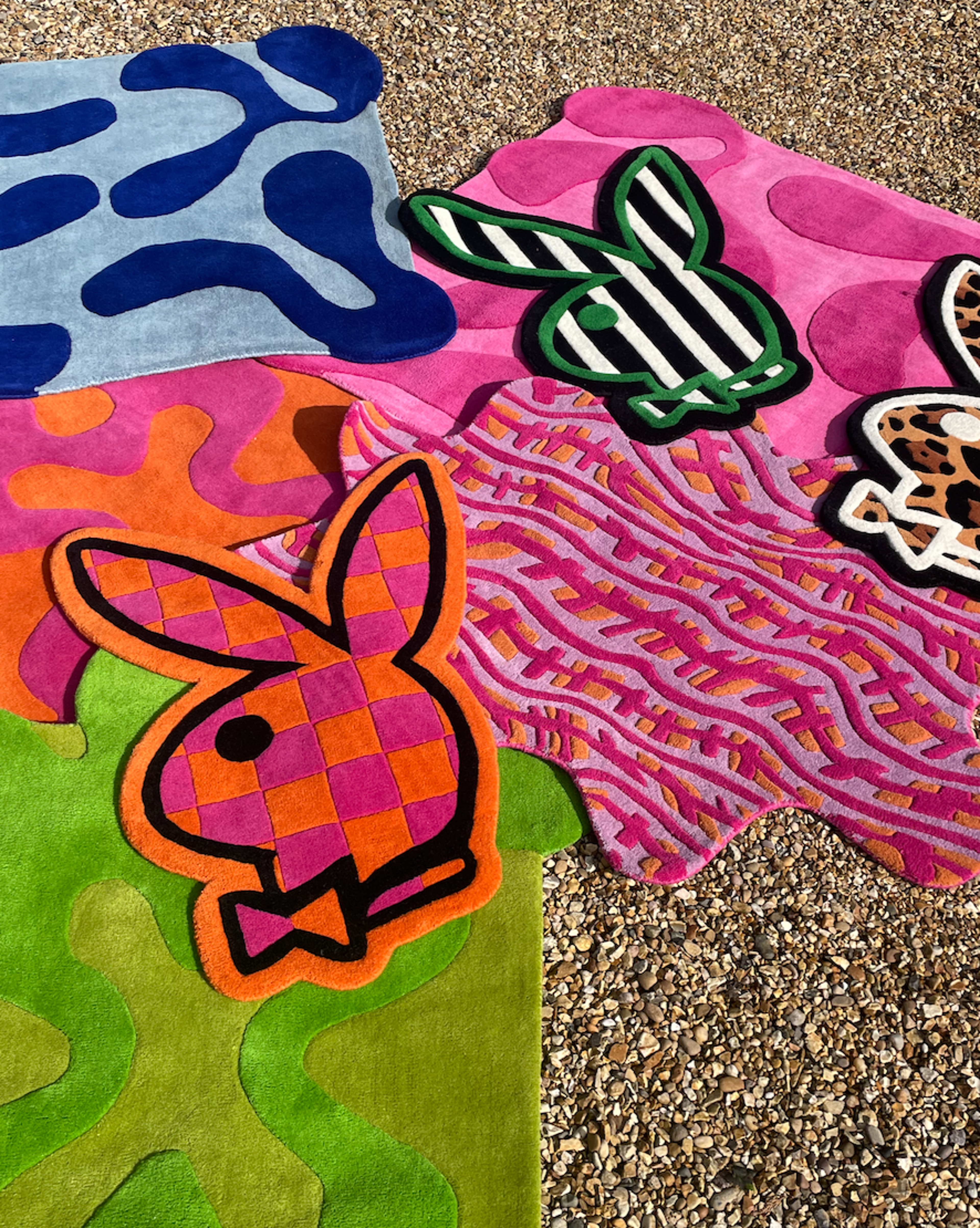 Alternate View 3 of PLAYBOY x WAVEY CASA Bunny Head Rug - Pink & Orange Check