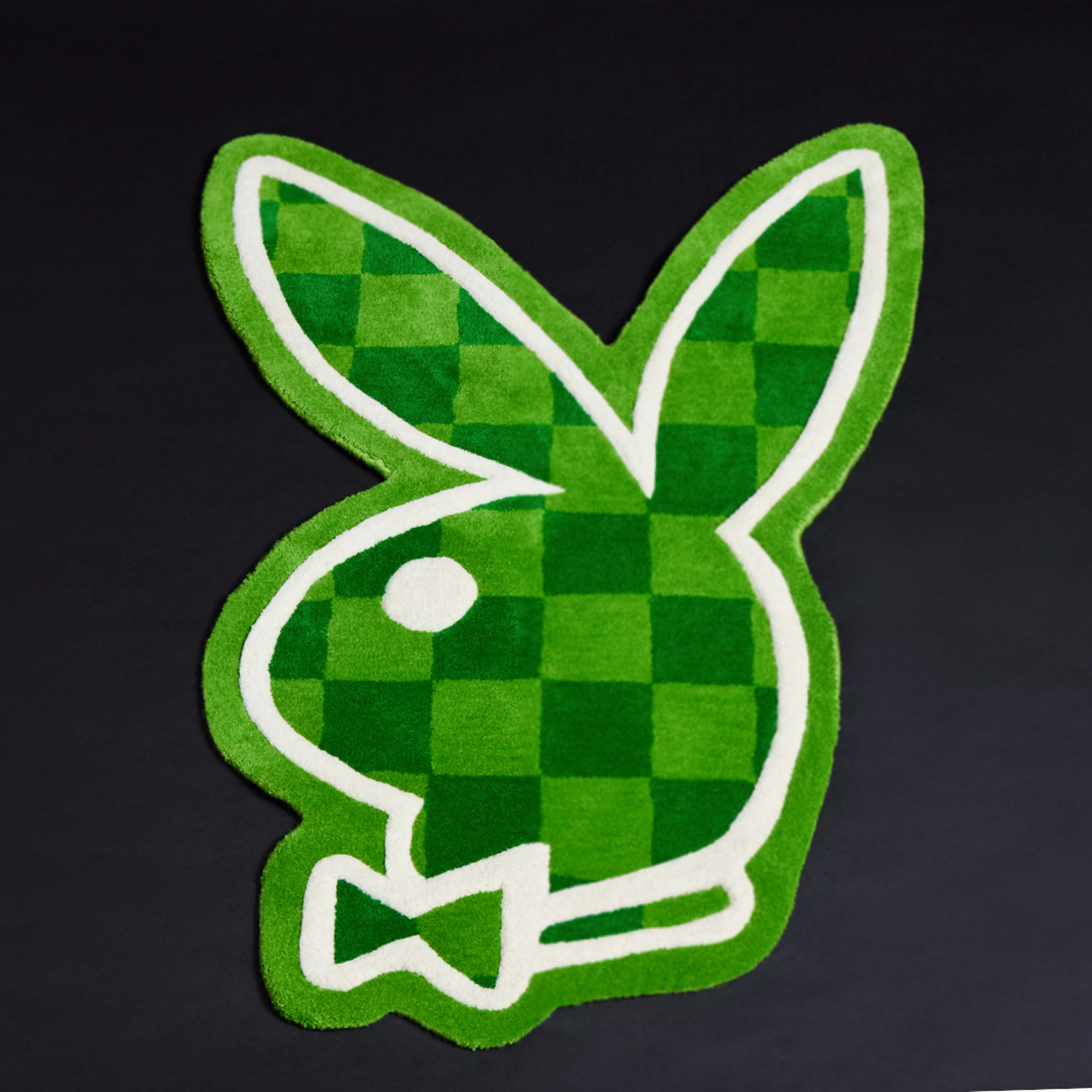 PLAYBOY x WAVEY CASA Bunny head Rug - Green Check