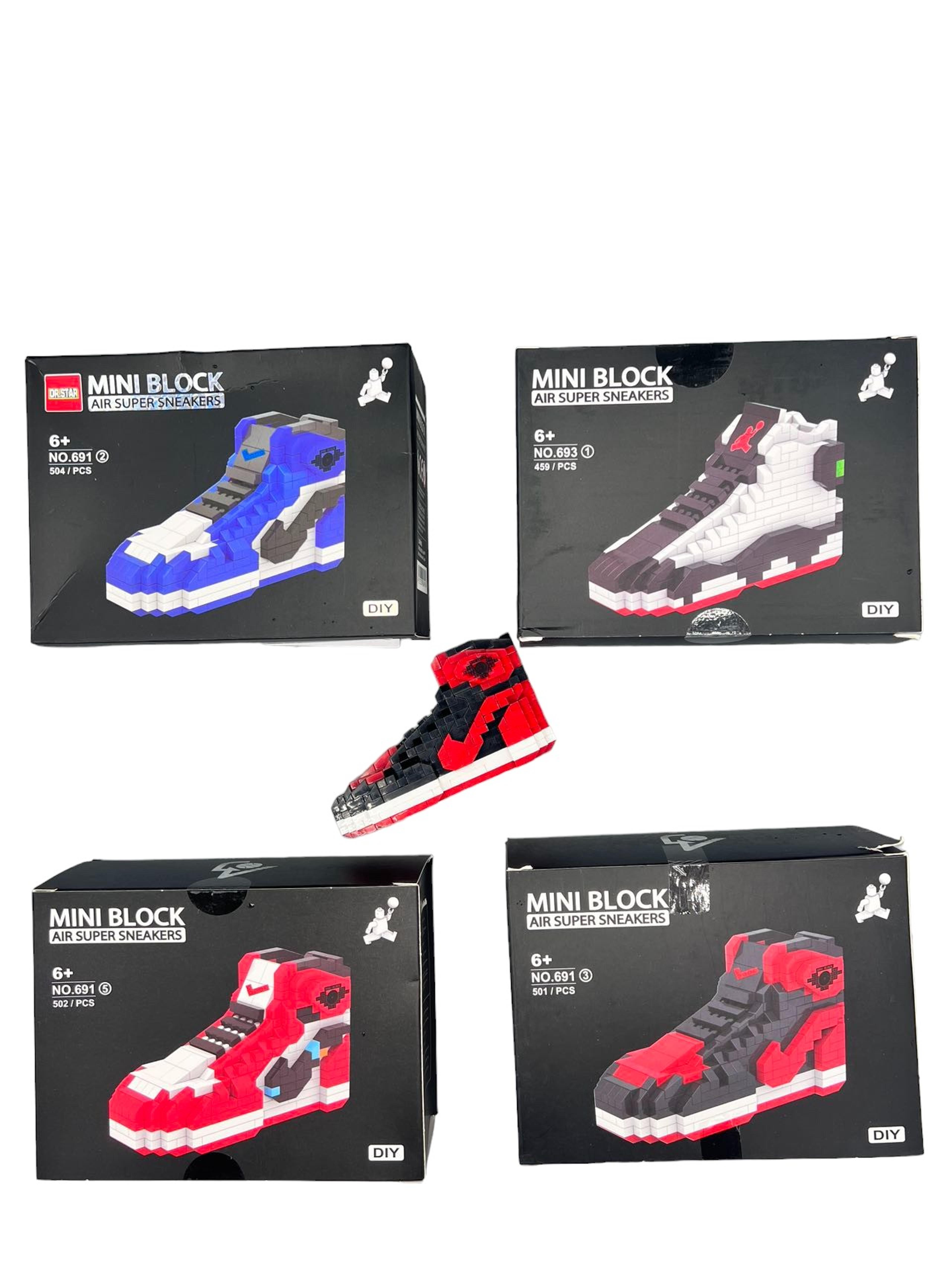 Mini Shoe Building Block Bred/Banned" Sneaker Bricks With Matching Key Chains Option