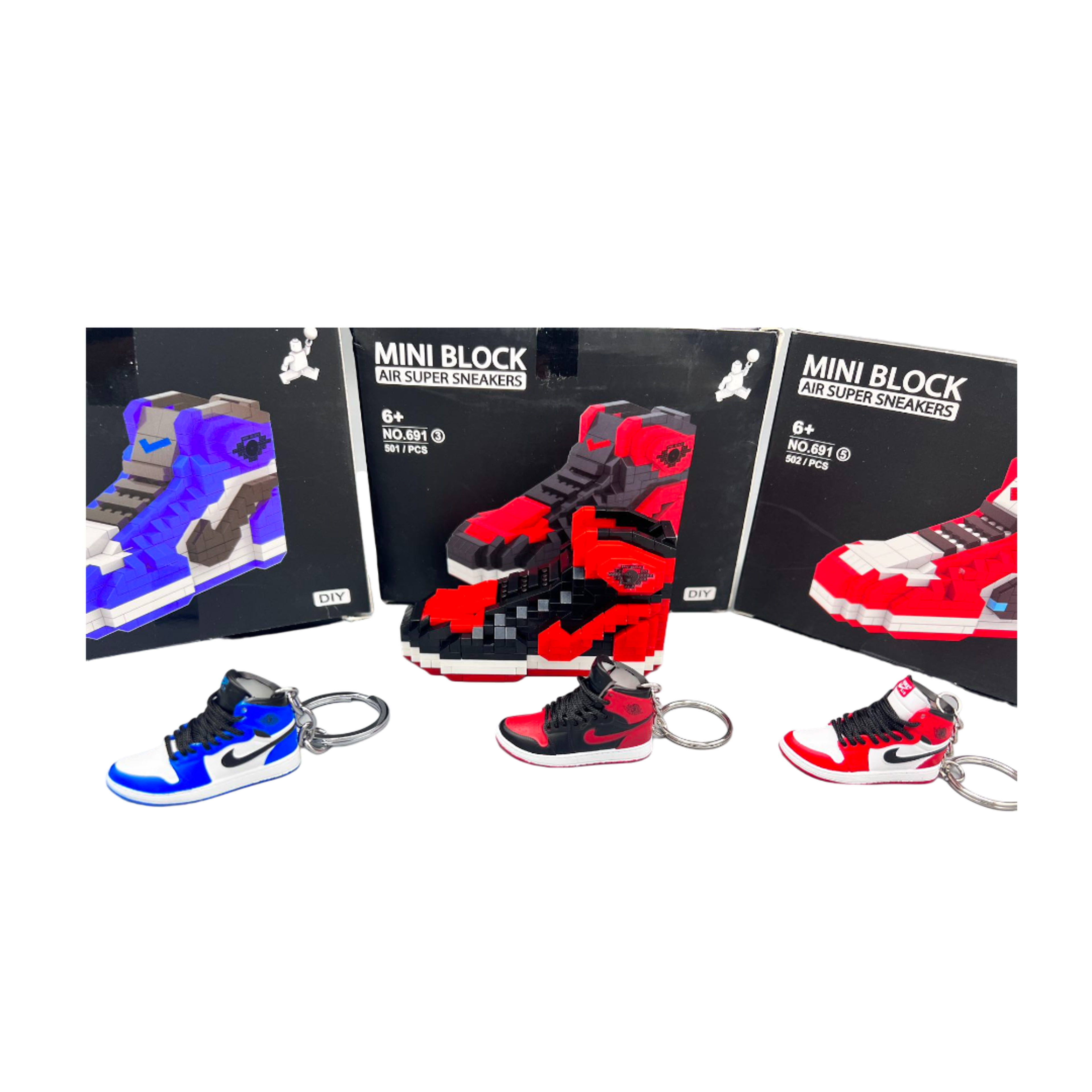 Alternate View 1 of Mini Shoe Building Block Bred/Banned" Sneaker Bricks With Matching Key Chains Option