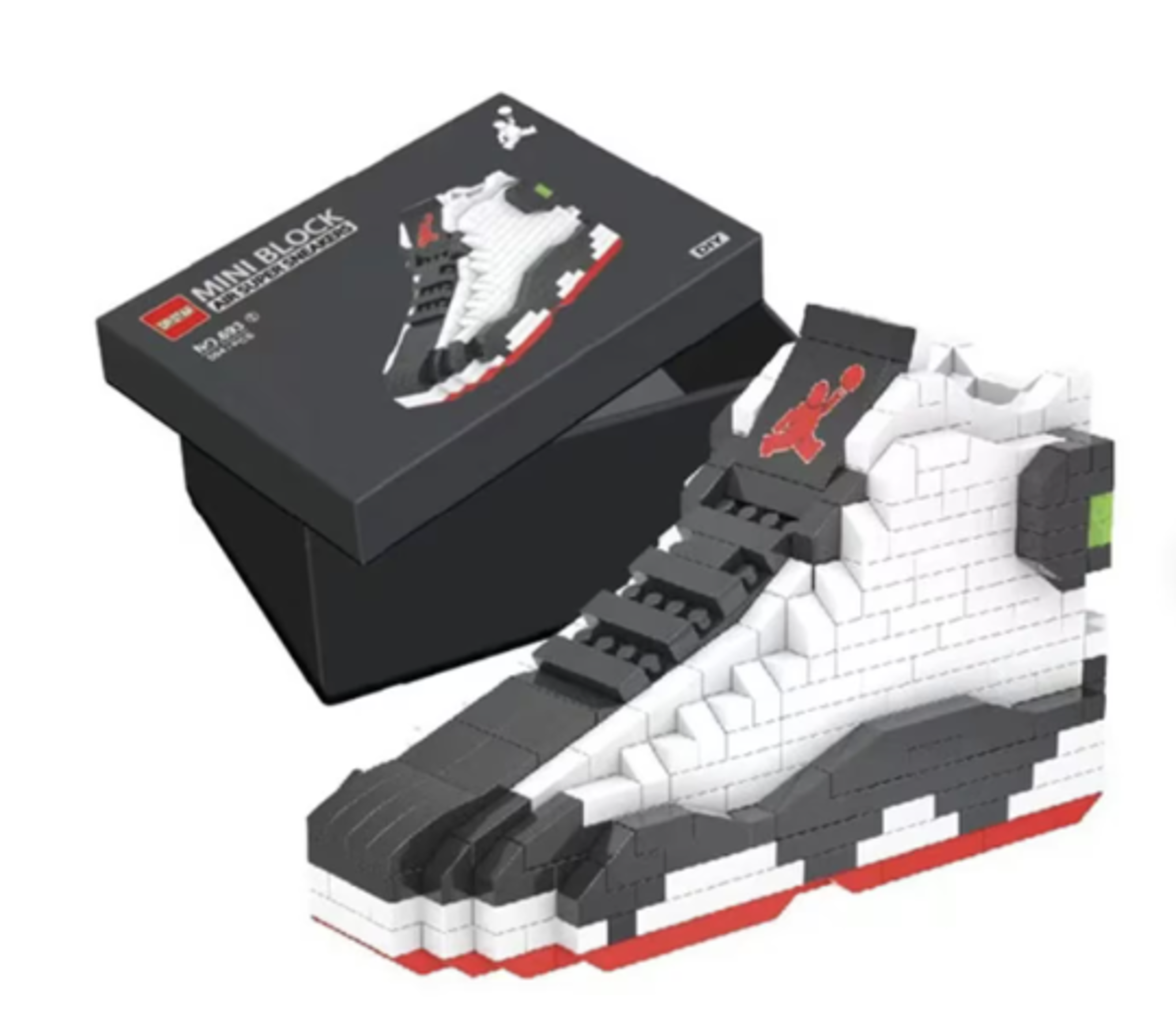 Alternate View 5 of Mini Shoe Building Block Bred/Banned" Sneaker Bricks With Matching Key Chains Option